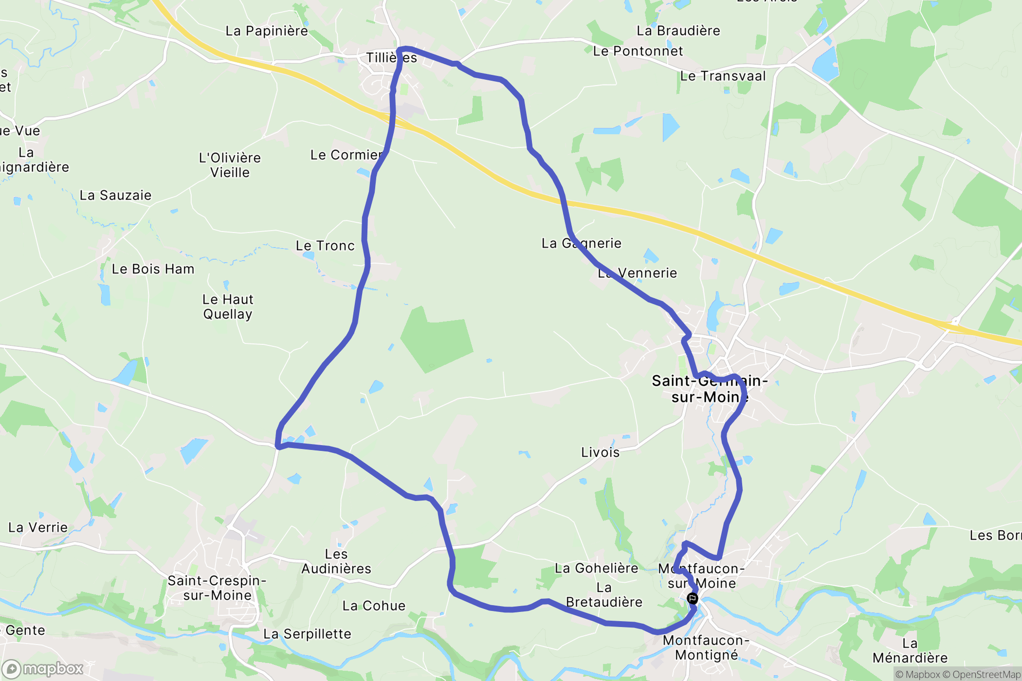 Sèvremoine : carte du parcours de randonnée - France