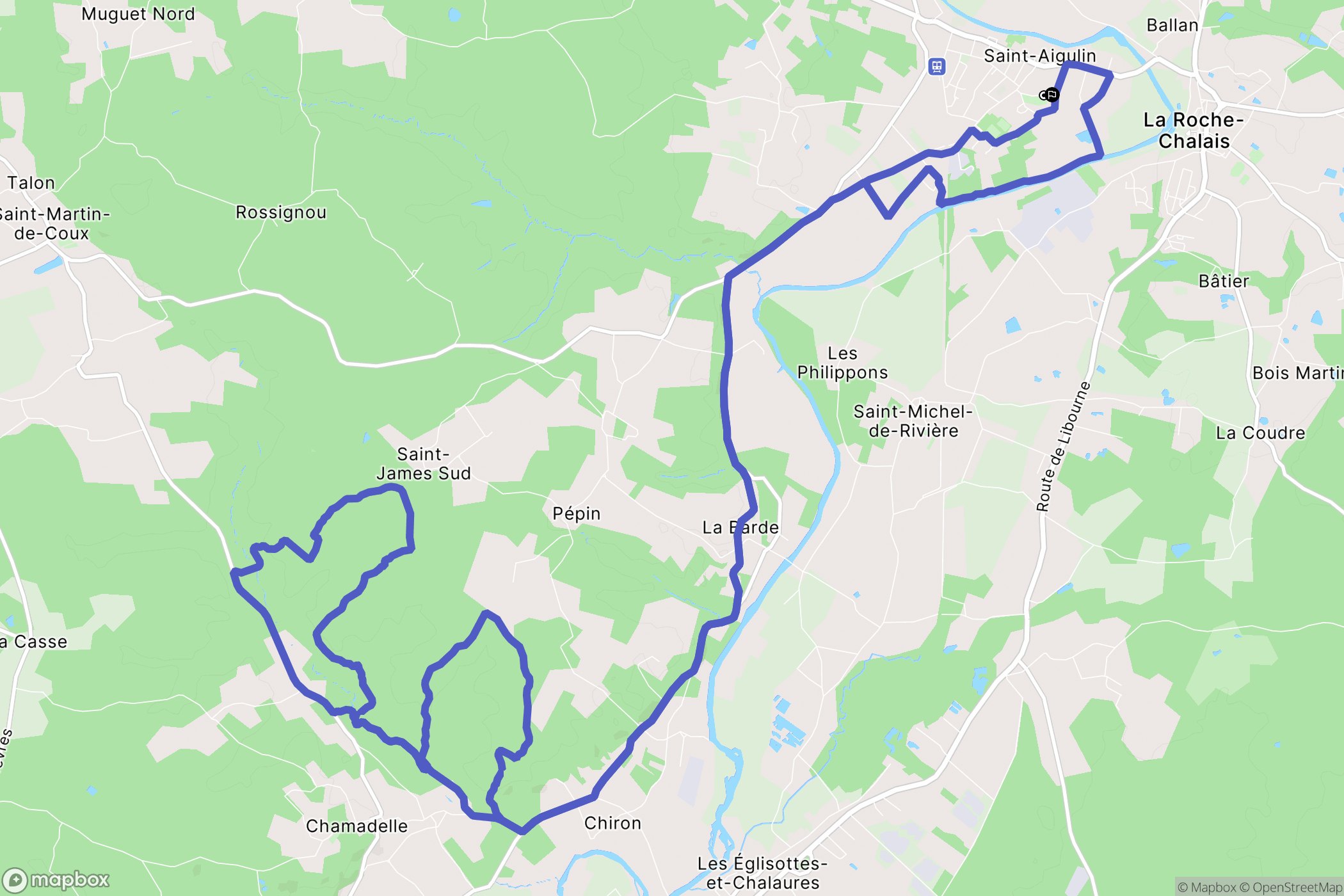 Saint-Aigulin : carte du parcours de randonnée - France