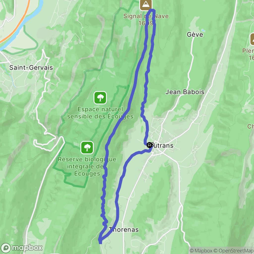 Autrans-Méaudre en Vercors : carte du parcours de randonnée - France
