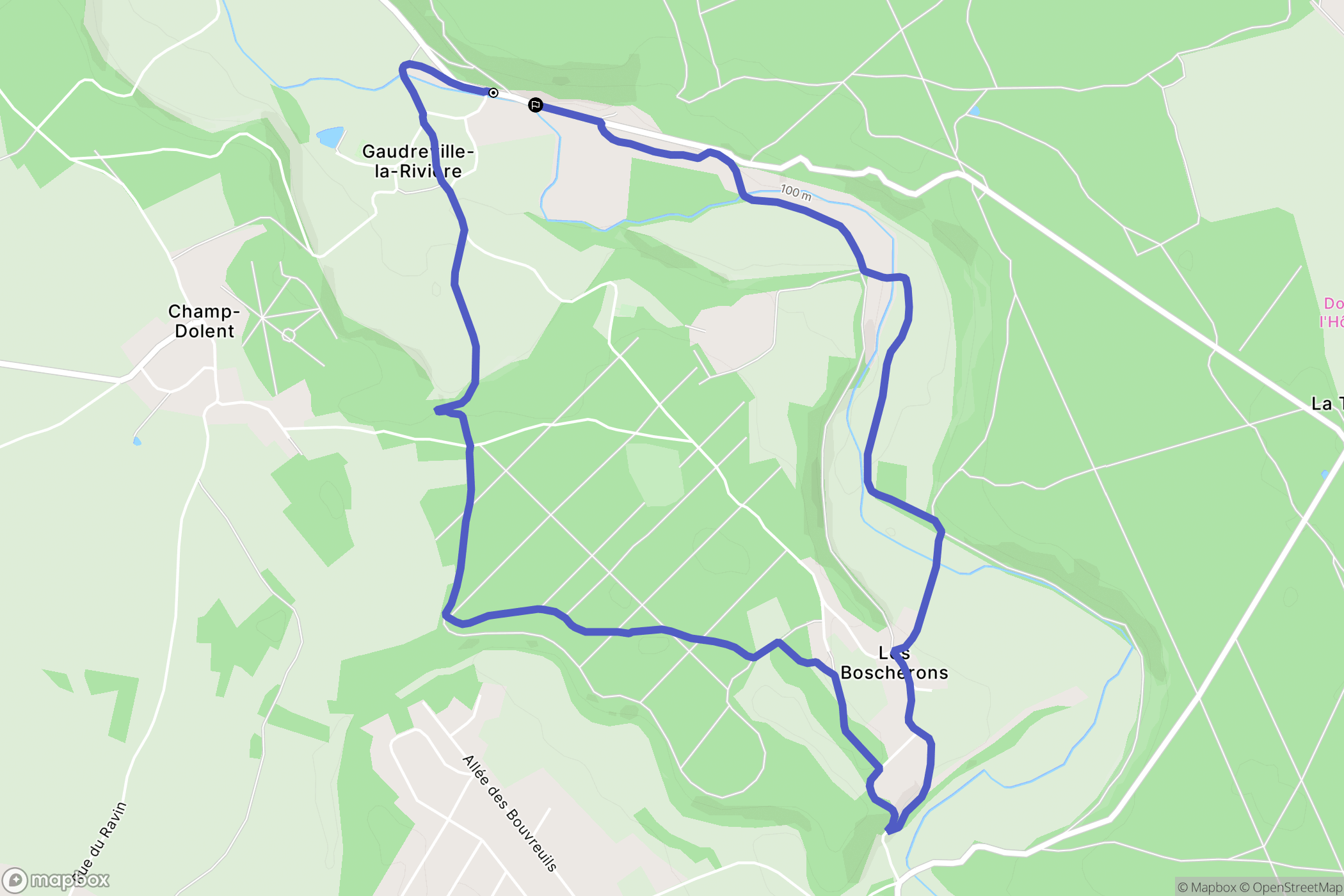 Gaudreville-la-Rivière : carte du parcours de randonnée - France