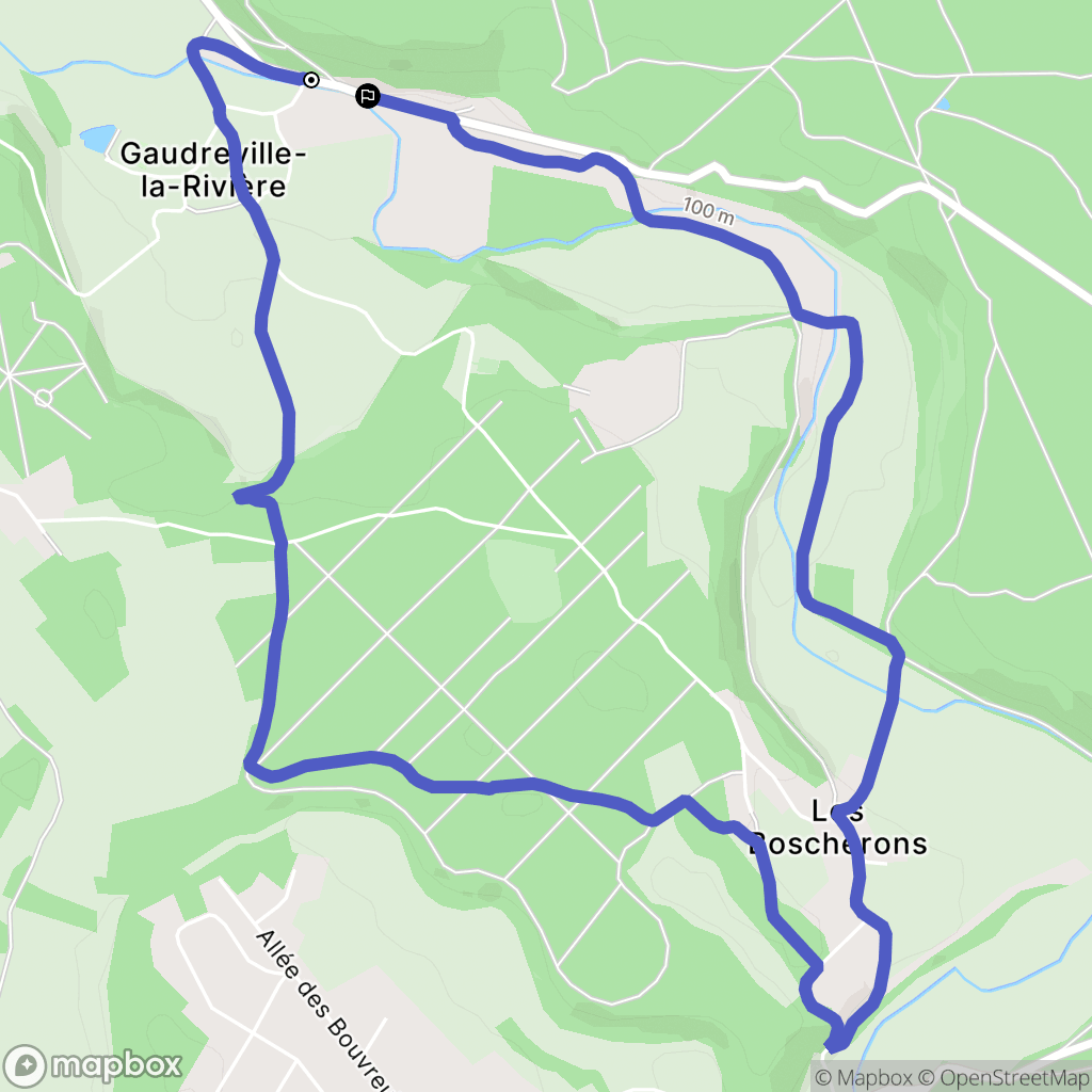 Gaudreville-la-Rivière : carte du parcours de randonnée - France