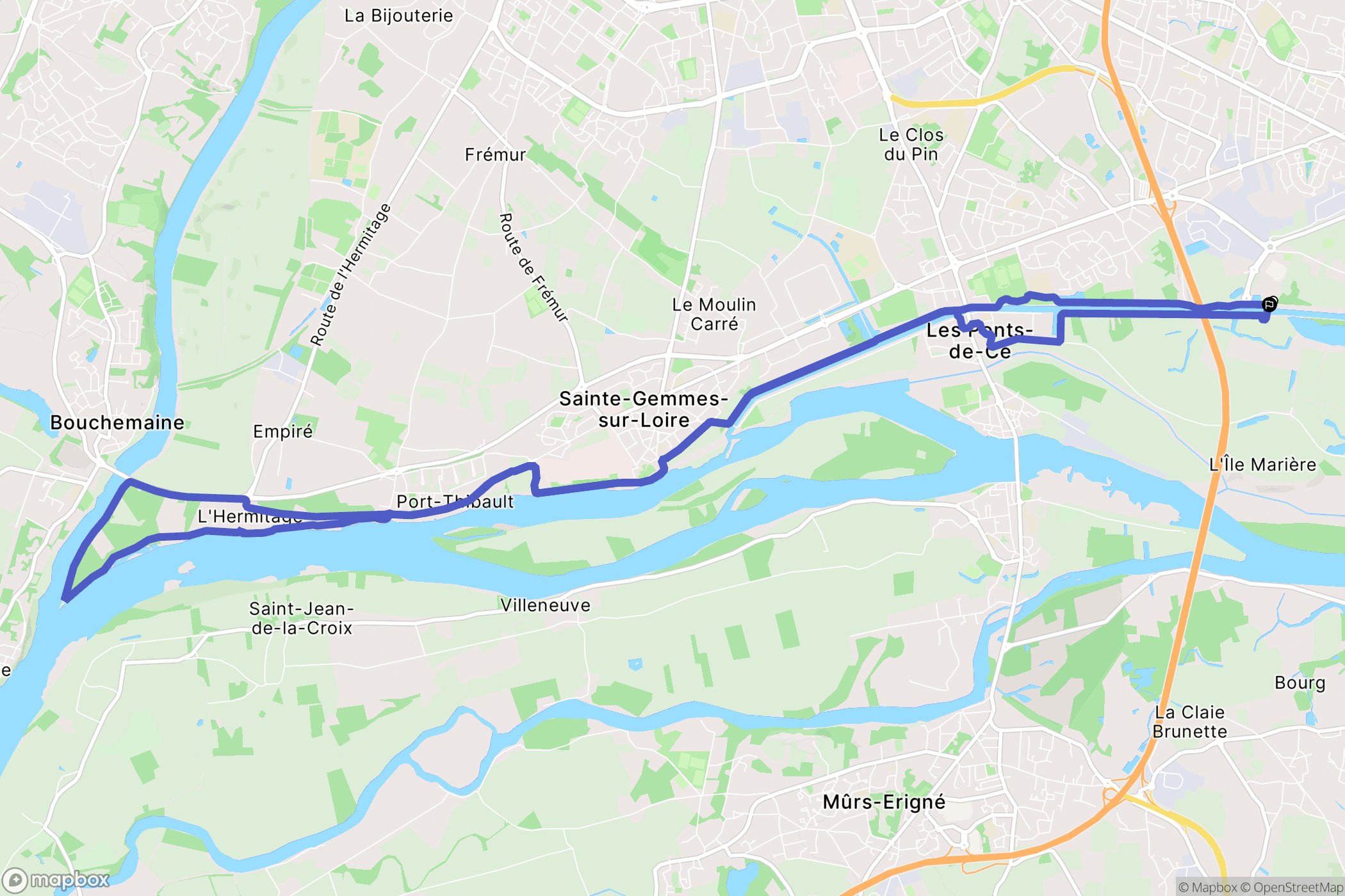 Les Ponts-de-Cé : carte du parcours de randonnée - France