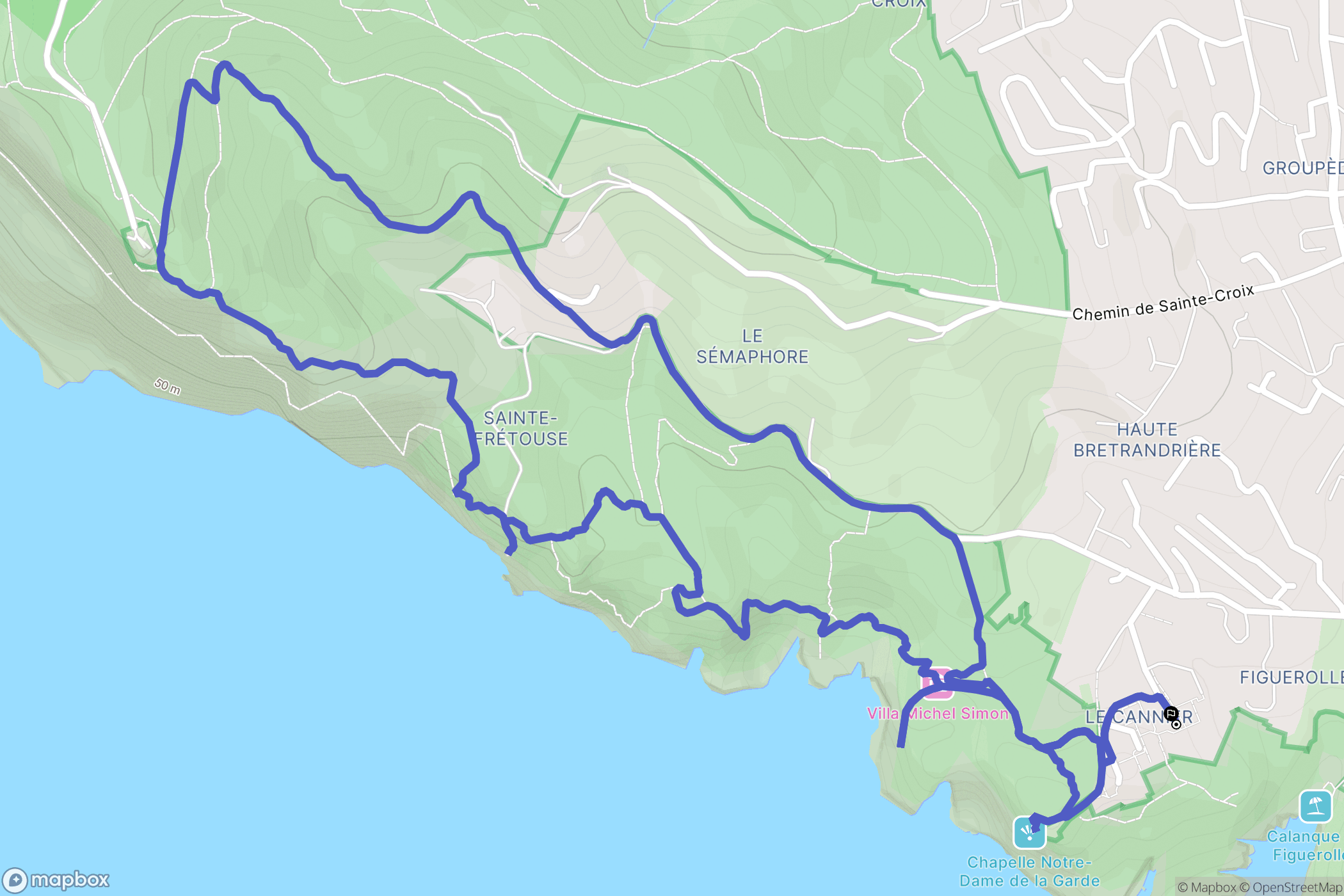 La Ciotat : carte du parcours de randonnée - France
