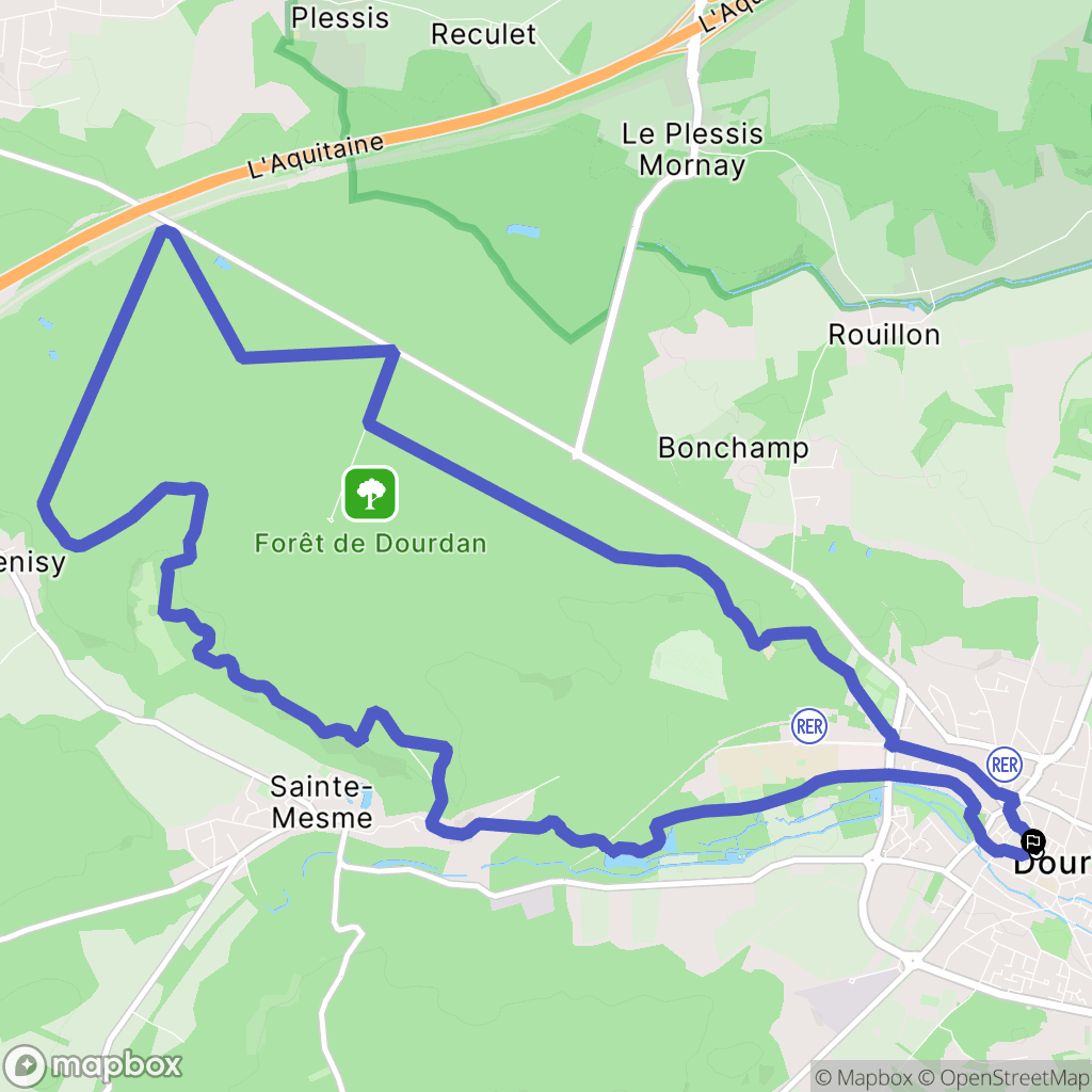 Dourdan : carte du parcours de randonnée - France