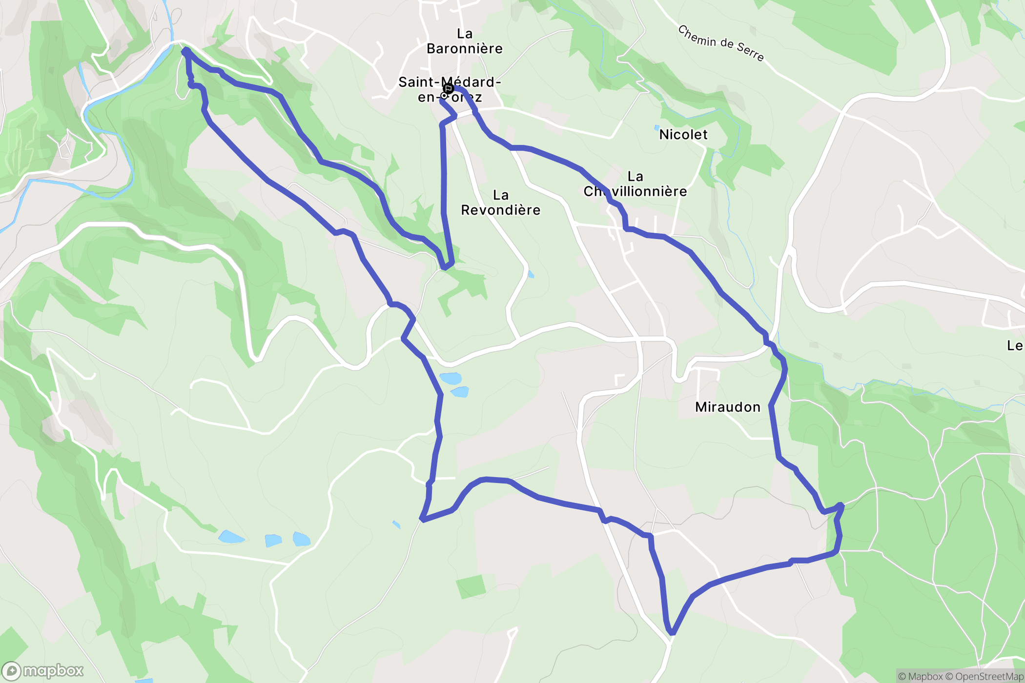 Saint-Médard-en-Forez : carte du parcours de randonnée - France
