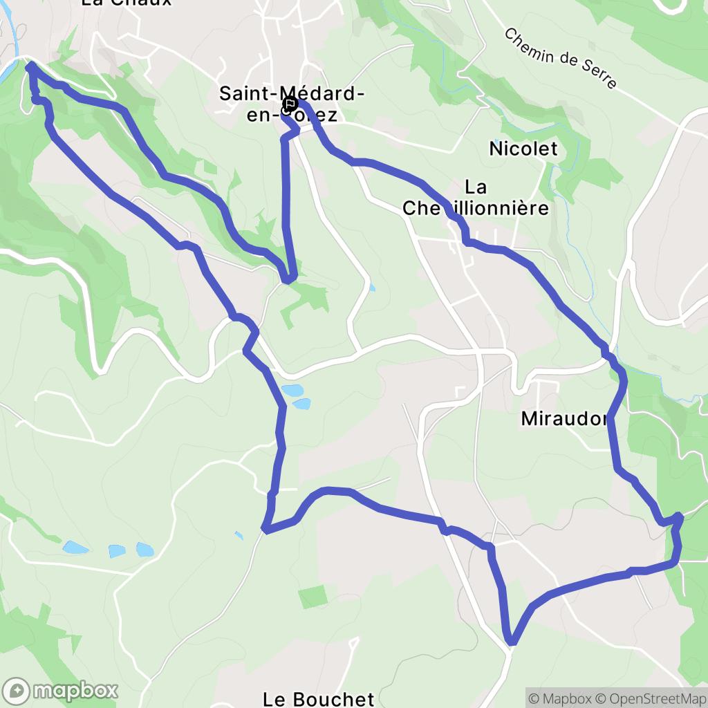 Saint-Médard-en-Forez : carte du parcours de randonnée - France