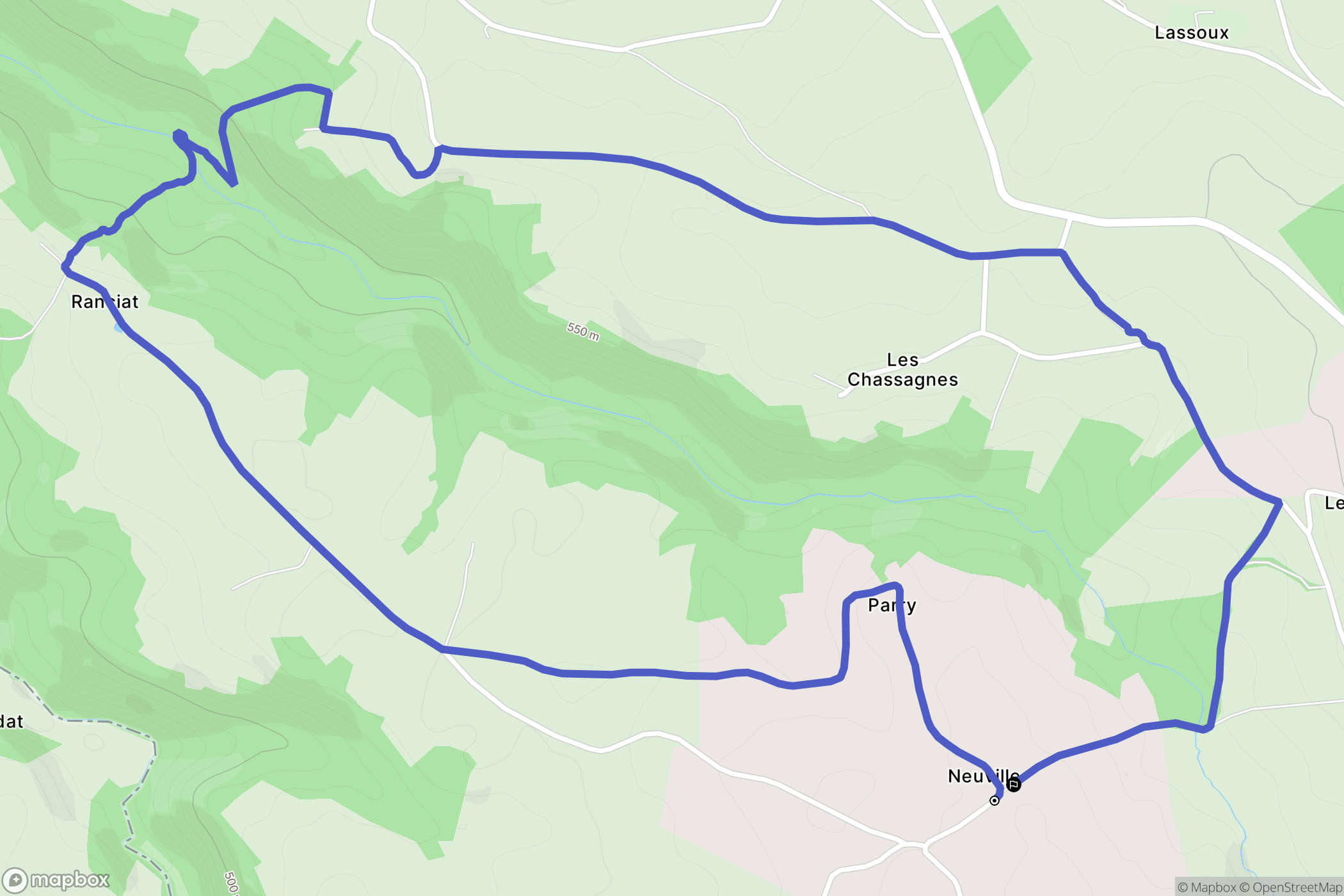 Saint-Maurice-prés-Pionsat : carte du parcours de randonnée - France