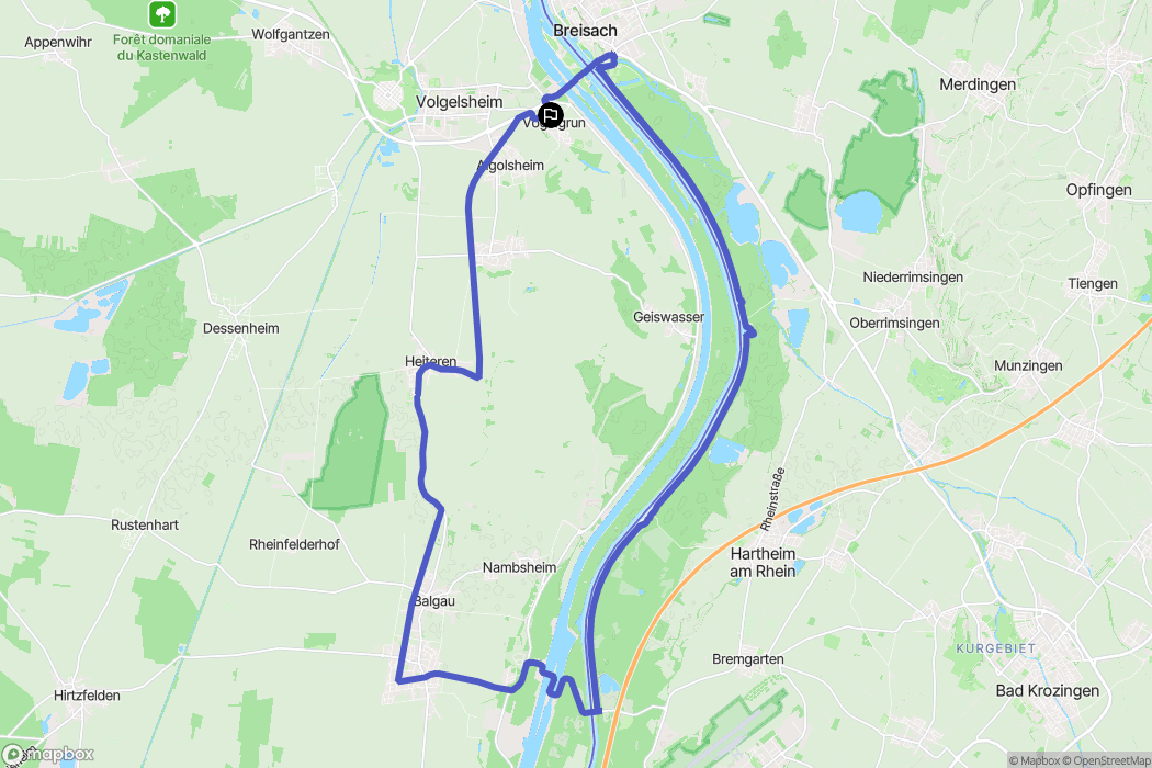 Vogelgrun : carte du parcours de randonnée - France