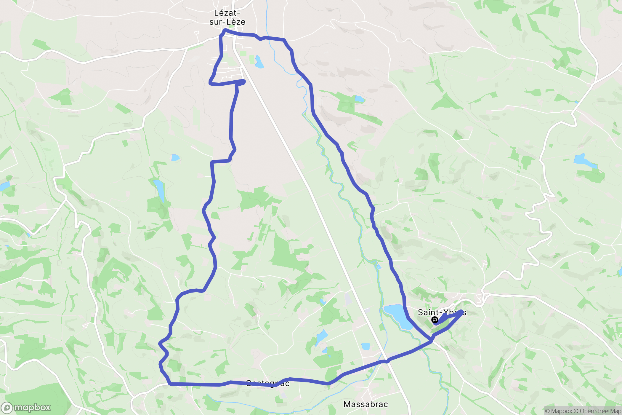 Saint-Ybars : carte du parcours de randonnée - France