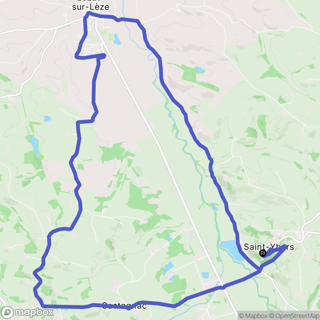 Saint-Ybars : carte du parcours de randonnée - France
