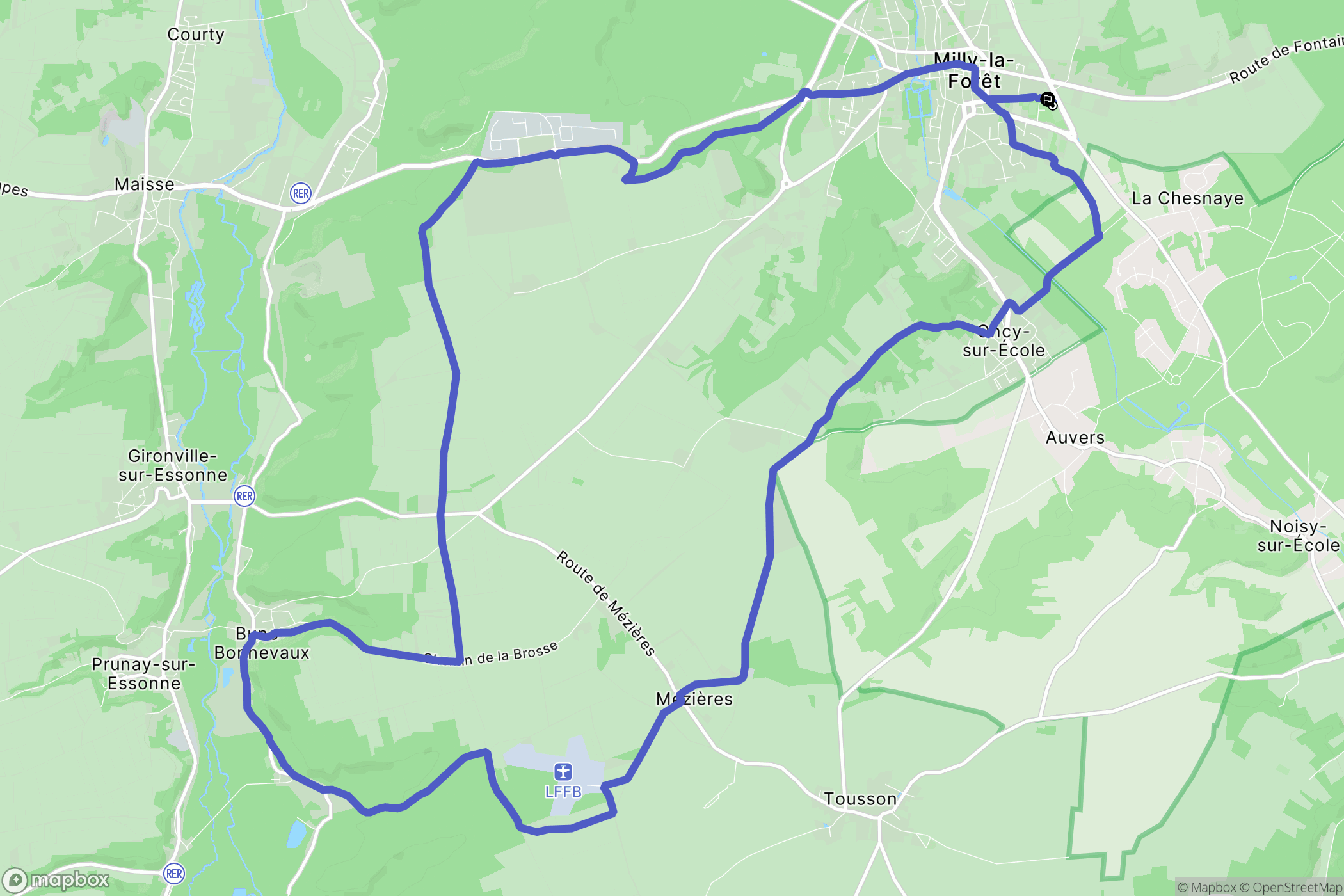 Milly-la-Forêt : carte du parcours de randonnée - France