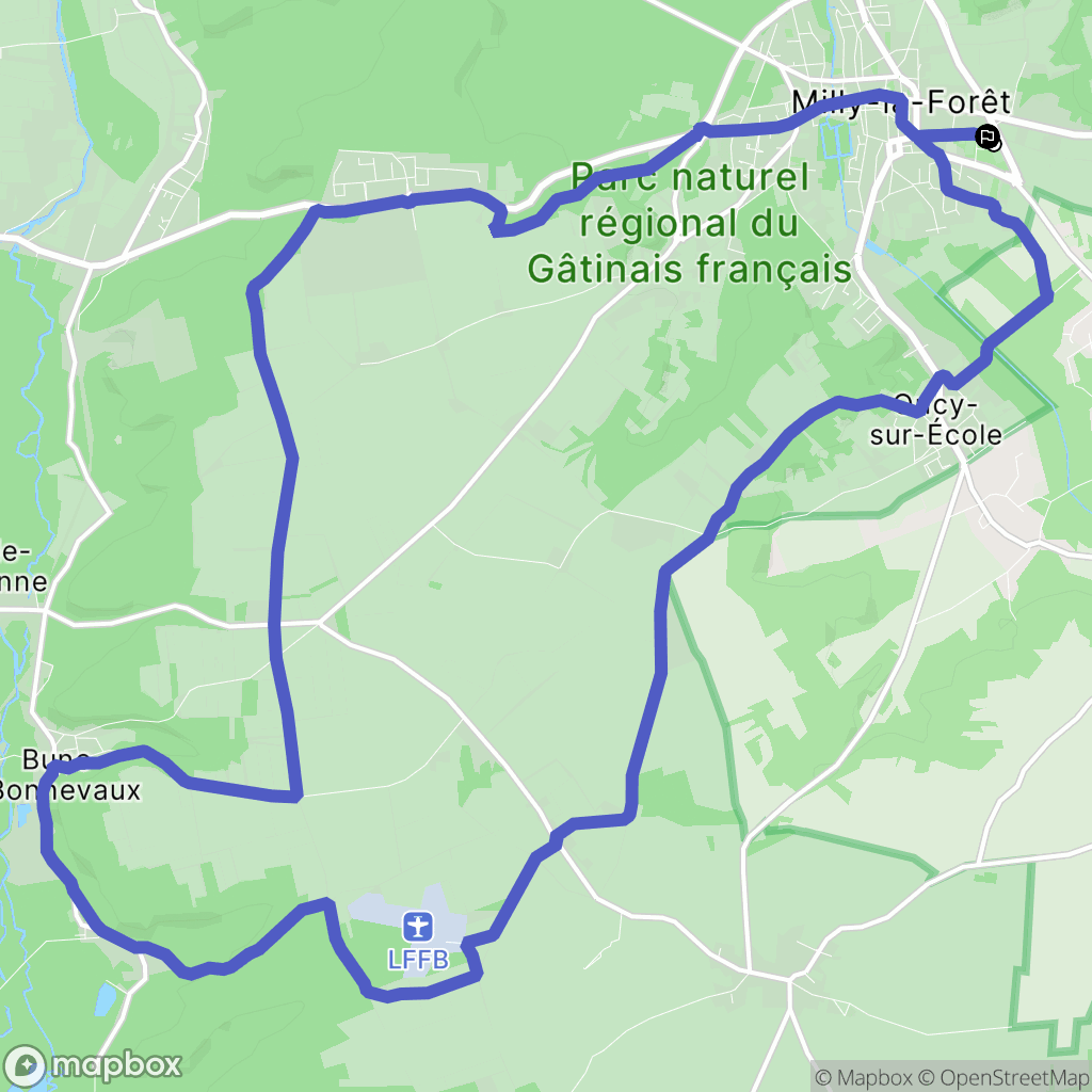 Milly-la-Forêt : carte du parcours de randonnée - France