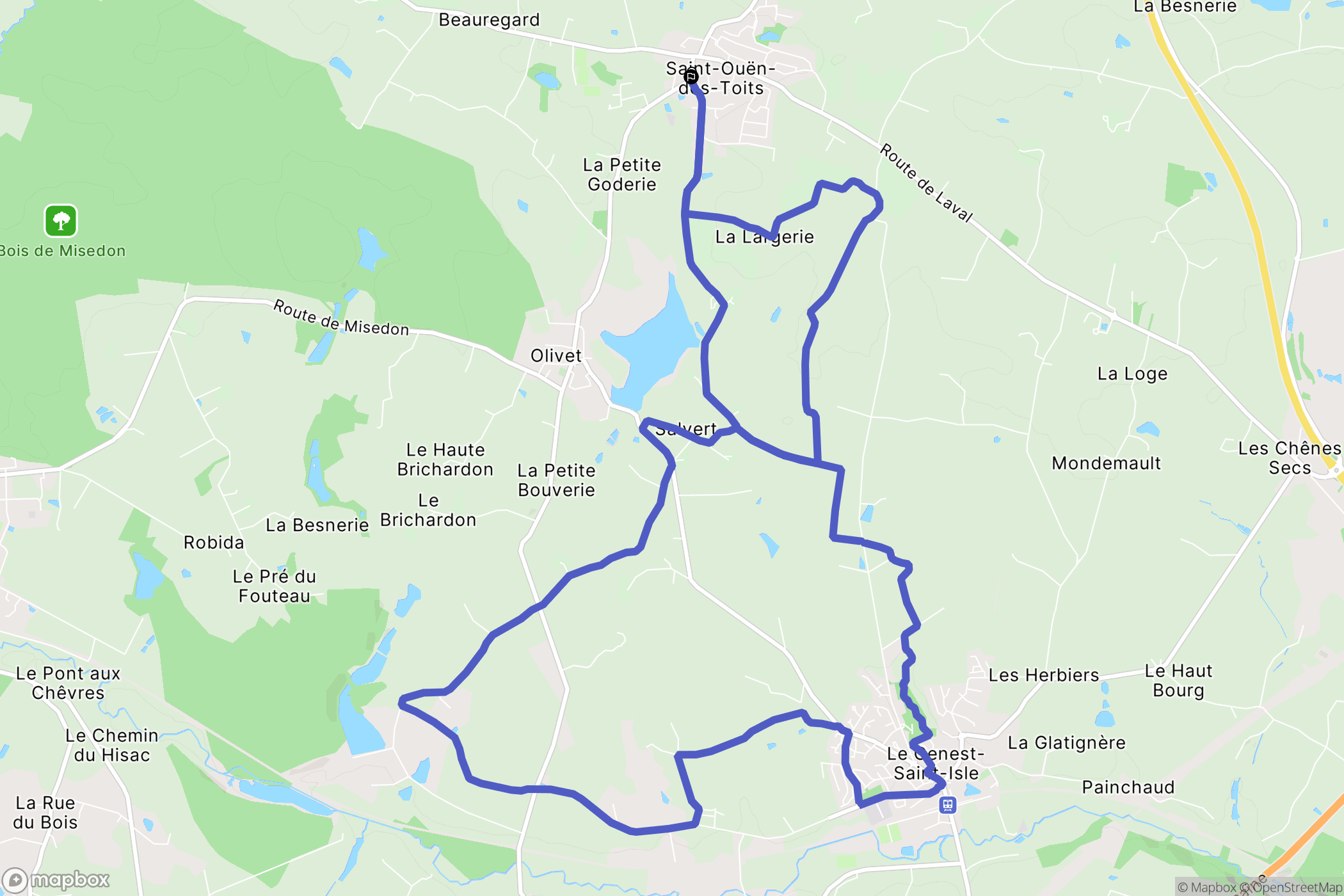 Saint-Ouën-des-Toits : carte du parcours de randonnée - France