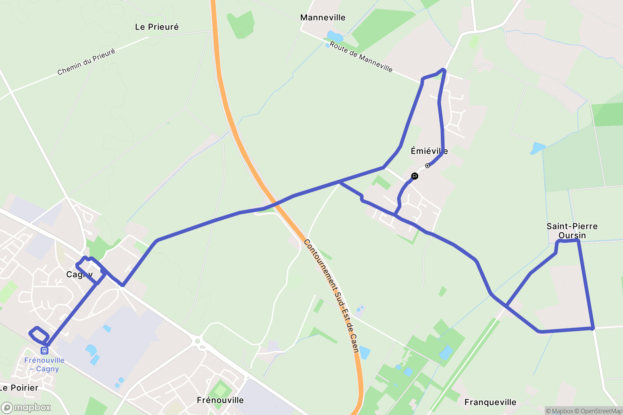 Émiéville : carte du parcours de randonnée - France