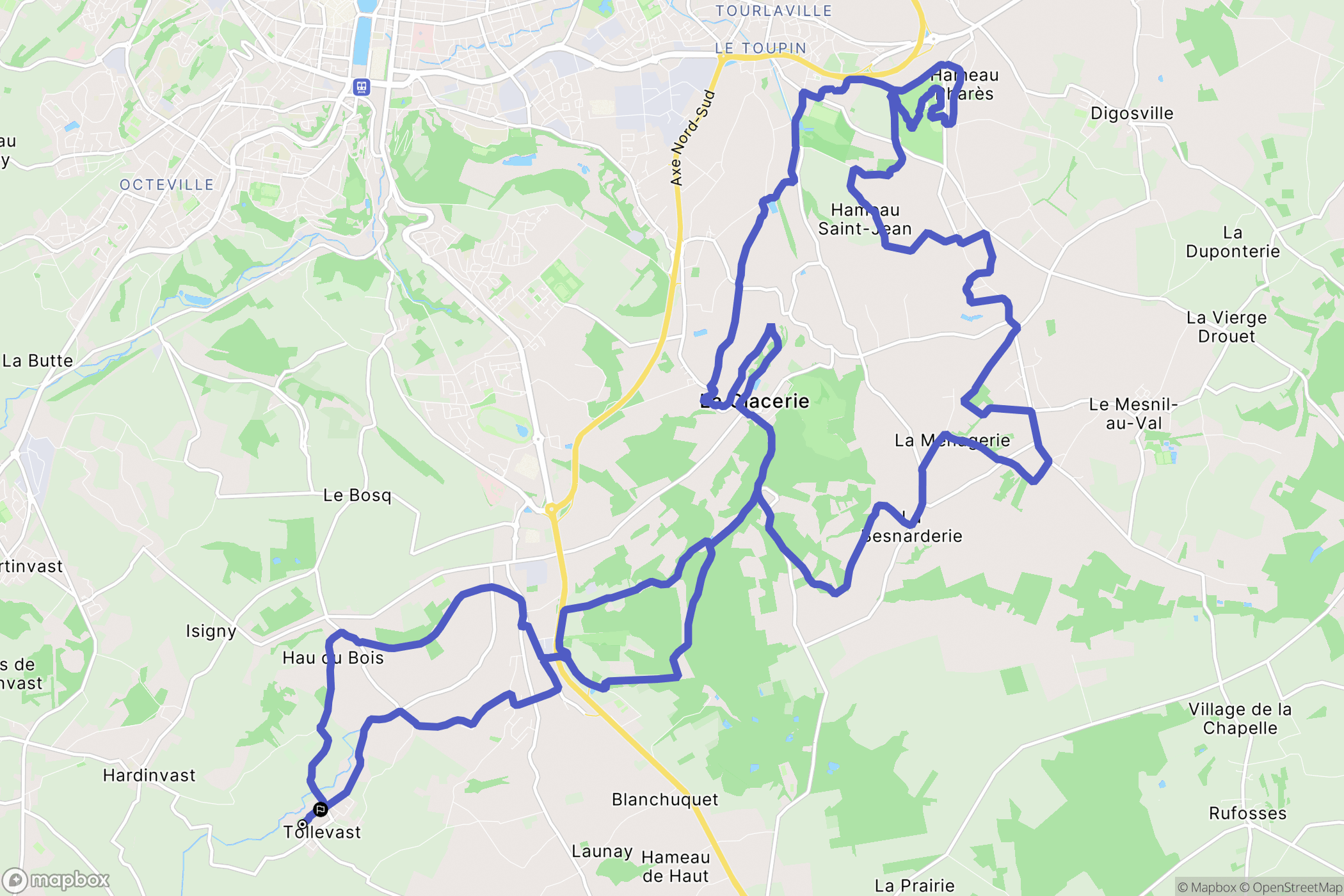 Tollevast : carte du parcours de randonnée - France