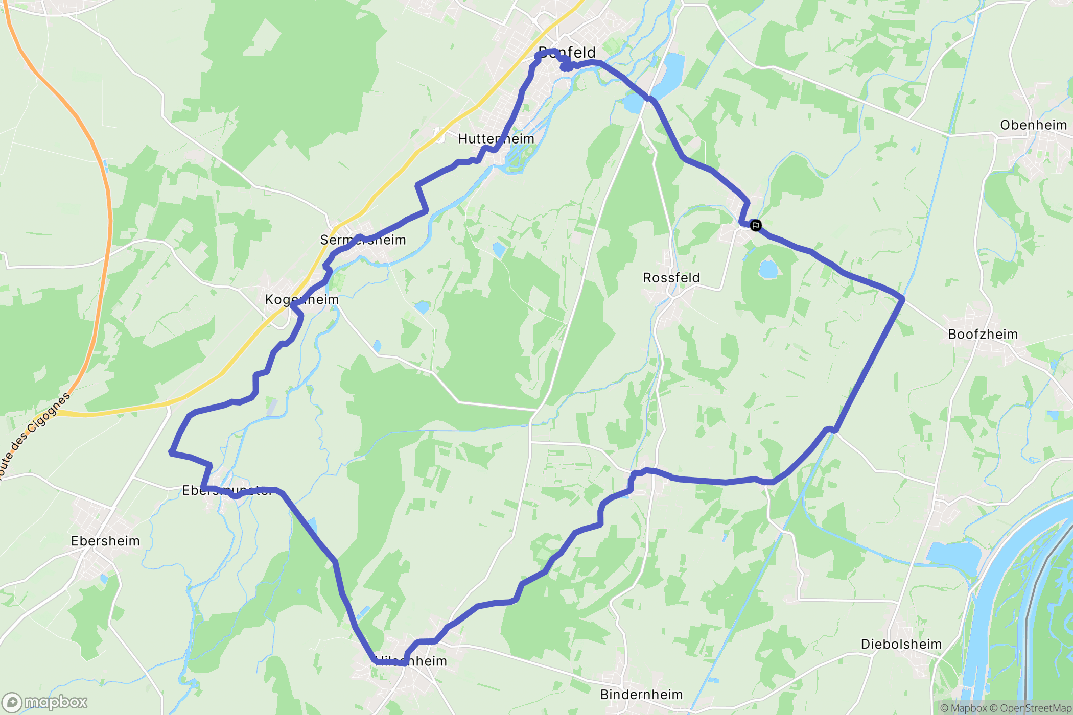 Herbsheim : carte du parcours de randonnée - France