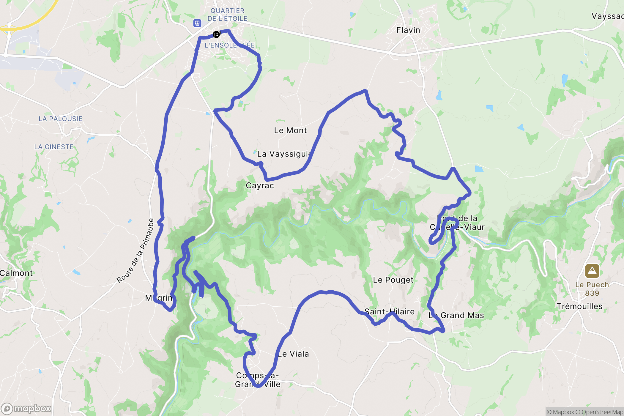Luc-la-Primaube : carte du parcours de randonnée - France