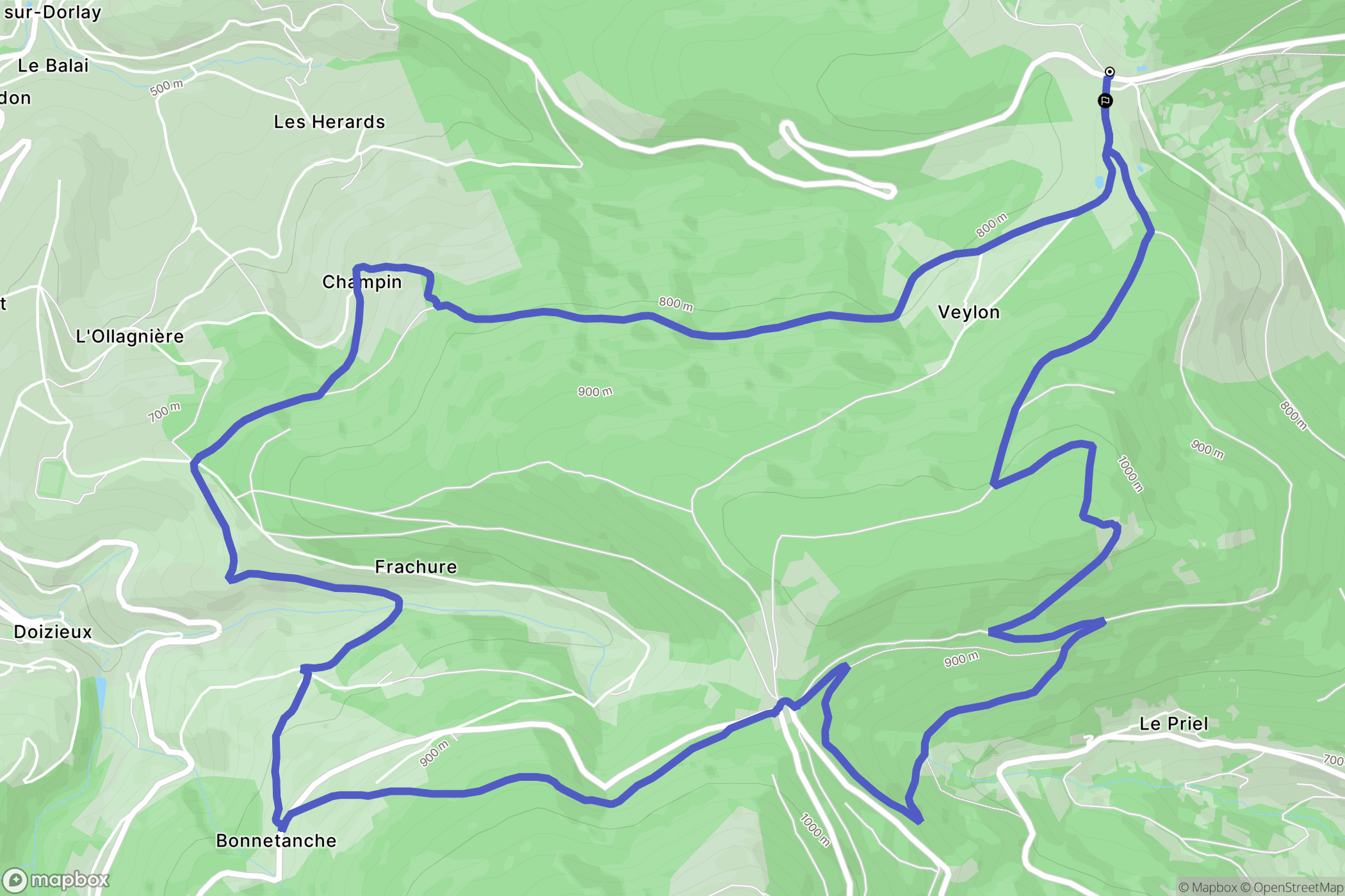 Pélussin : carte du parcours de randonnée - France