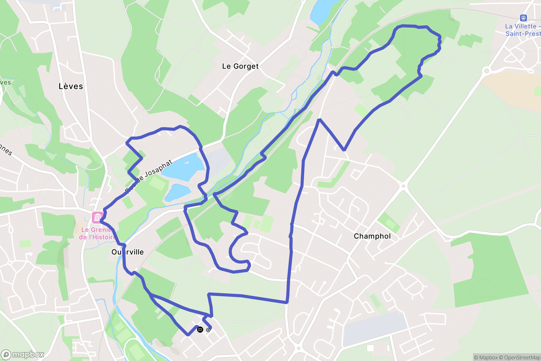 Chartres : carte du parcours de randonnée - France