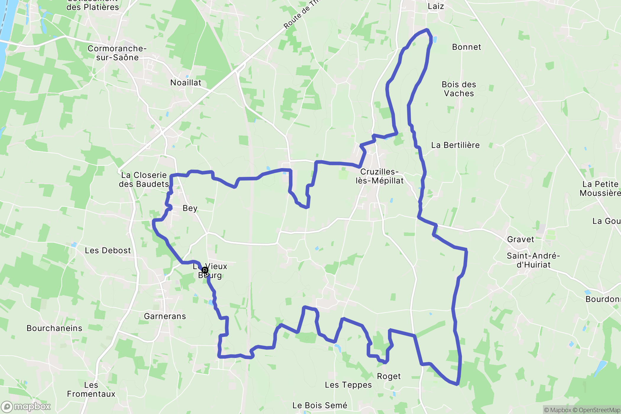Bey : carte du parcours de randonnée - France