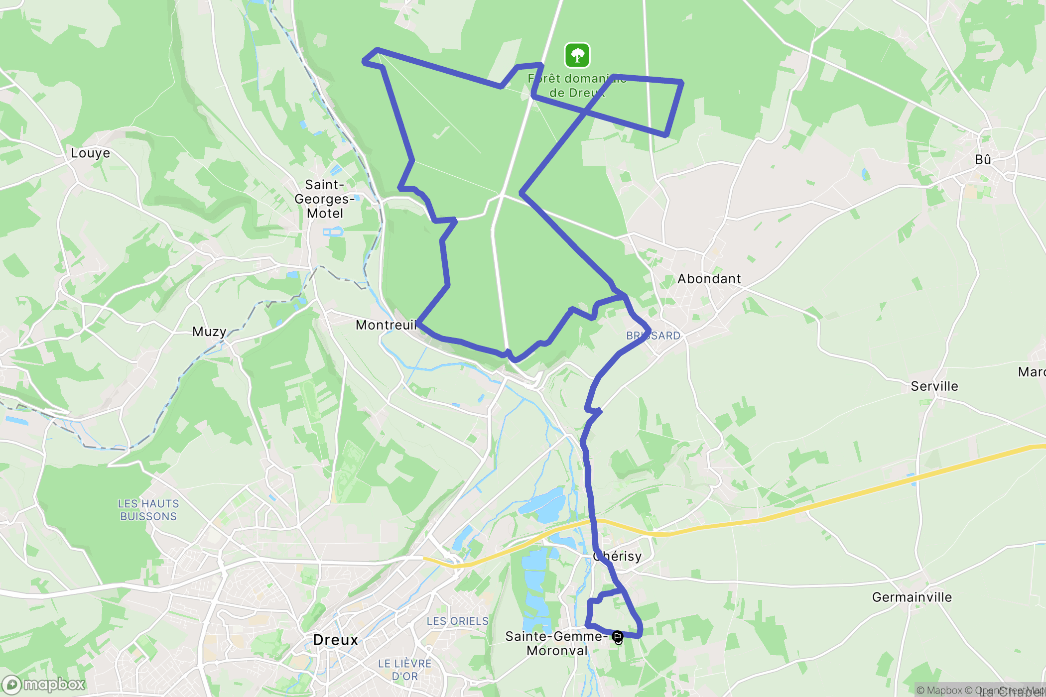 Sainte-Gemme-Moronval : carte du parcours de randonnée - France