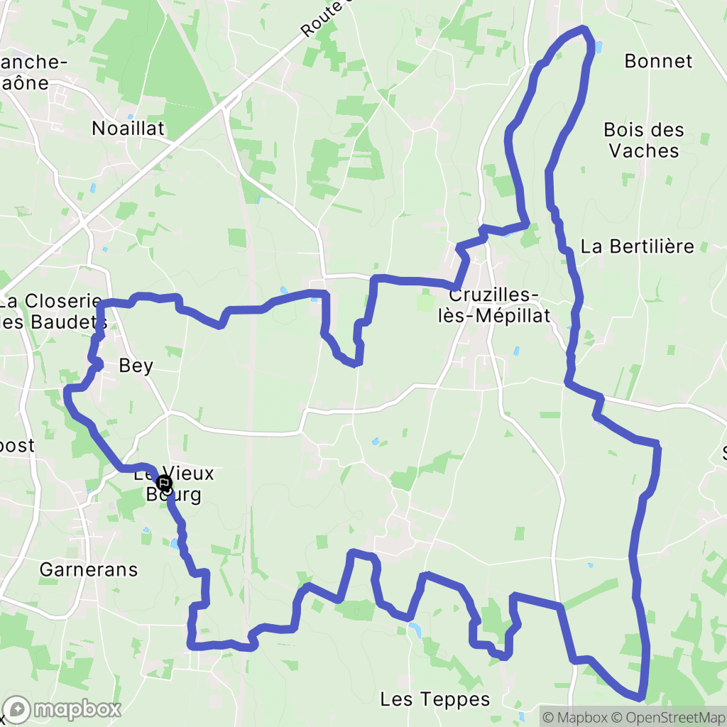 Bey : carte du parcours de randonnée - France