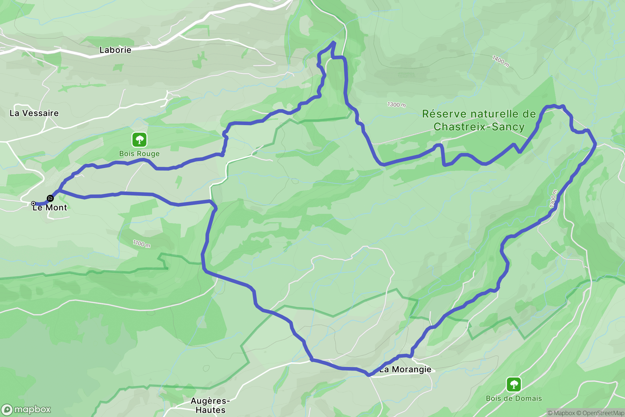 Chastreix : carte du parcours de randonnée - France