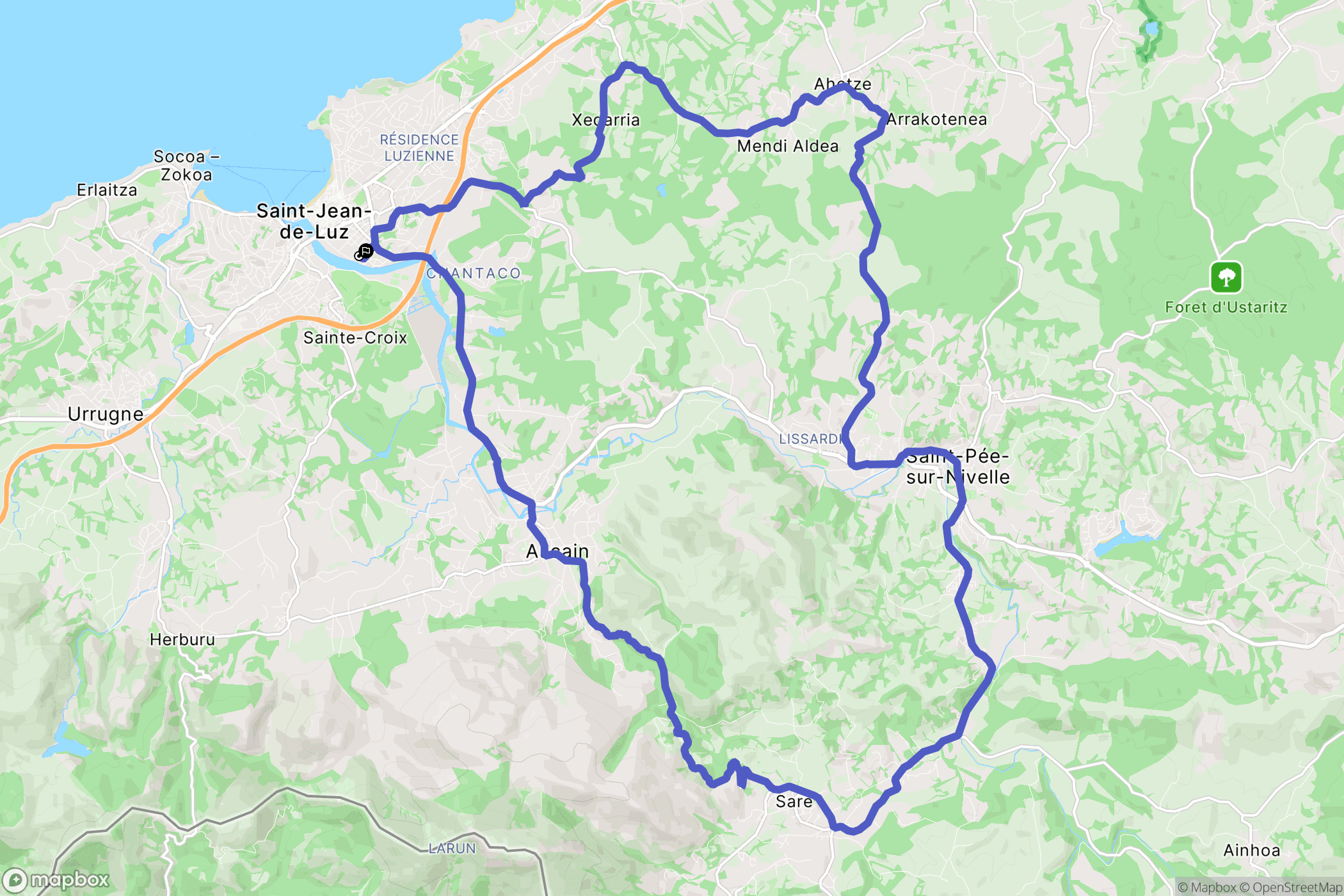 Saint-Jean-de-Luz : carte du parcours de randonnée - France