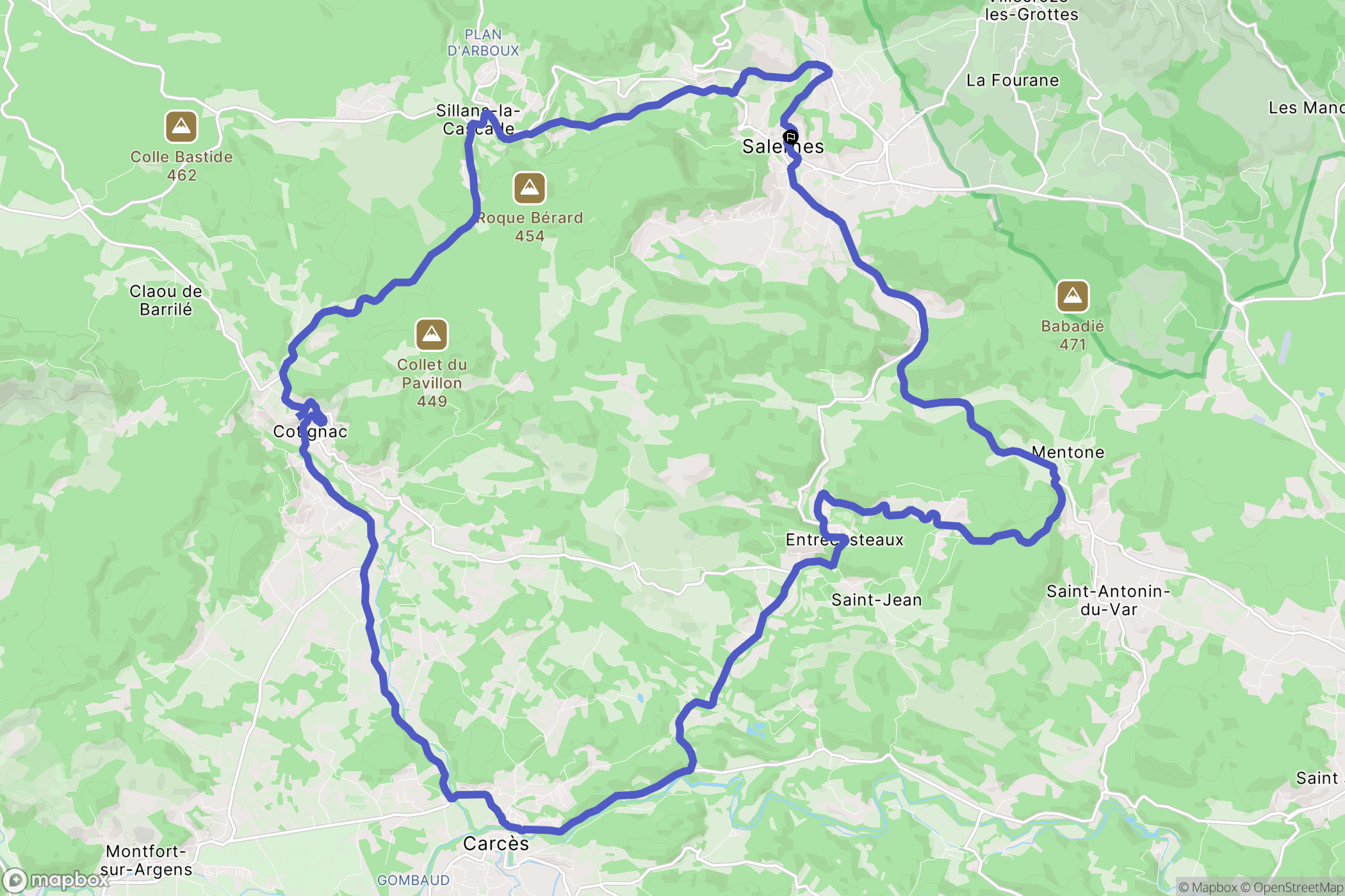 Salernes : carte du parcours de randonnée - France