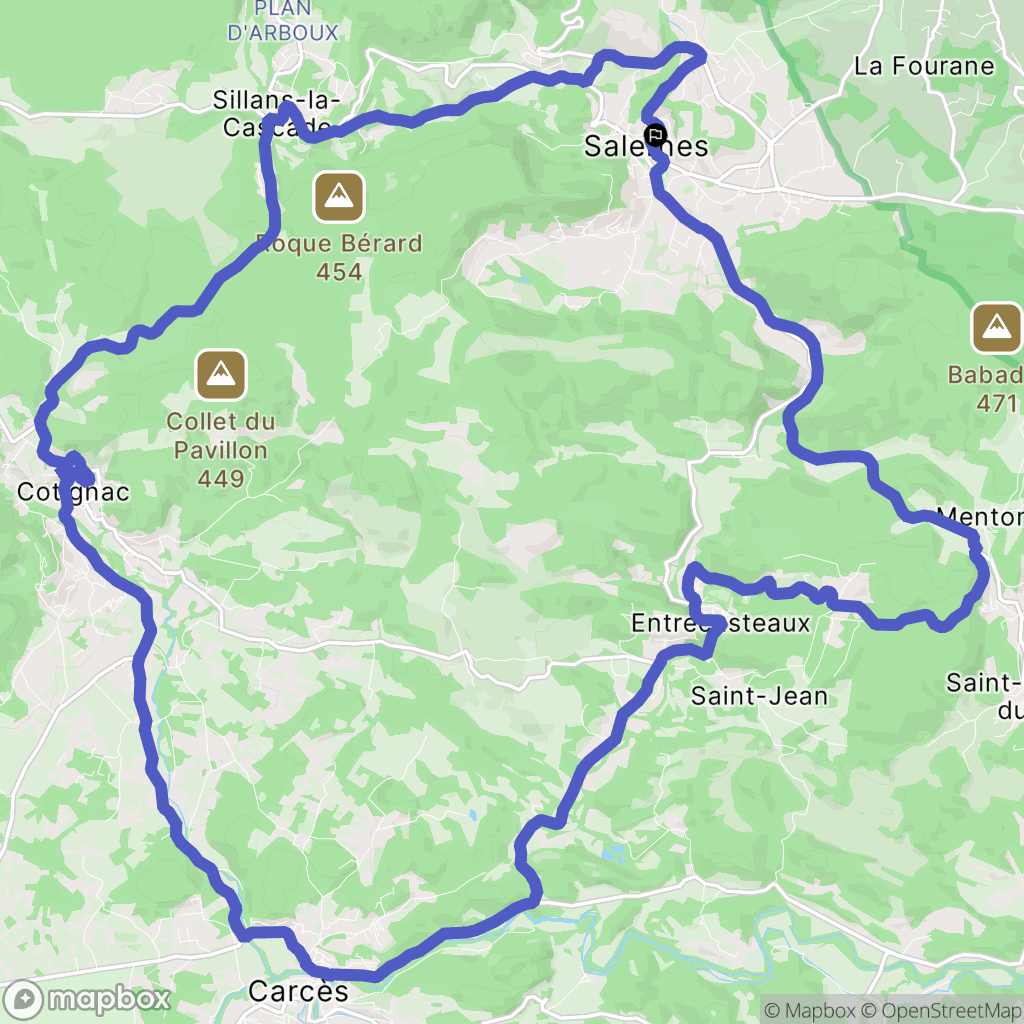 Salernes : carte du parcours de randonnée - France