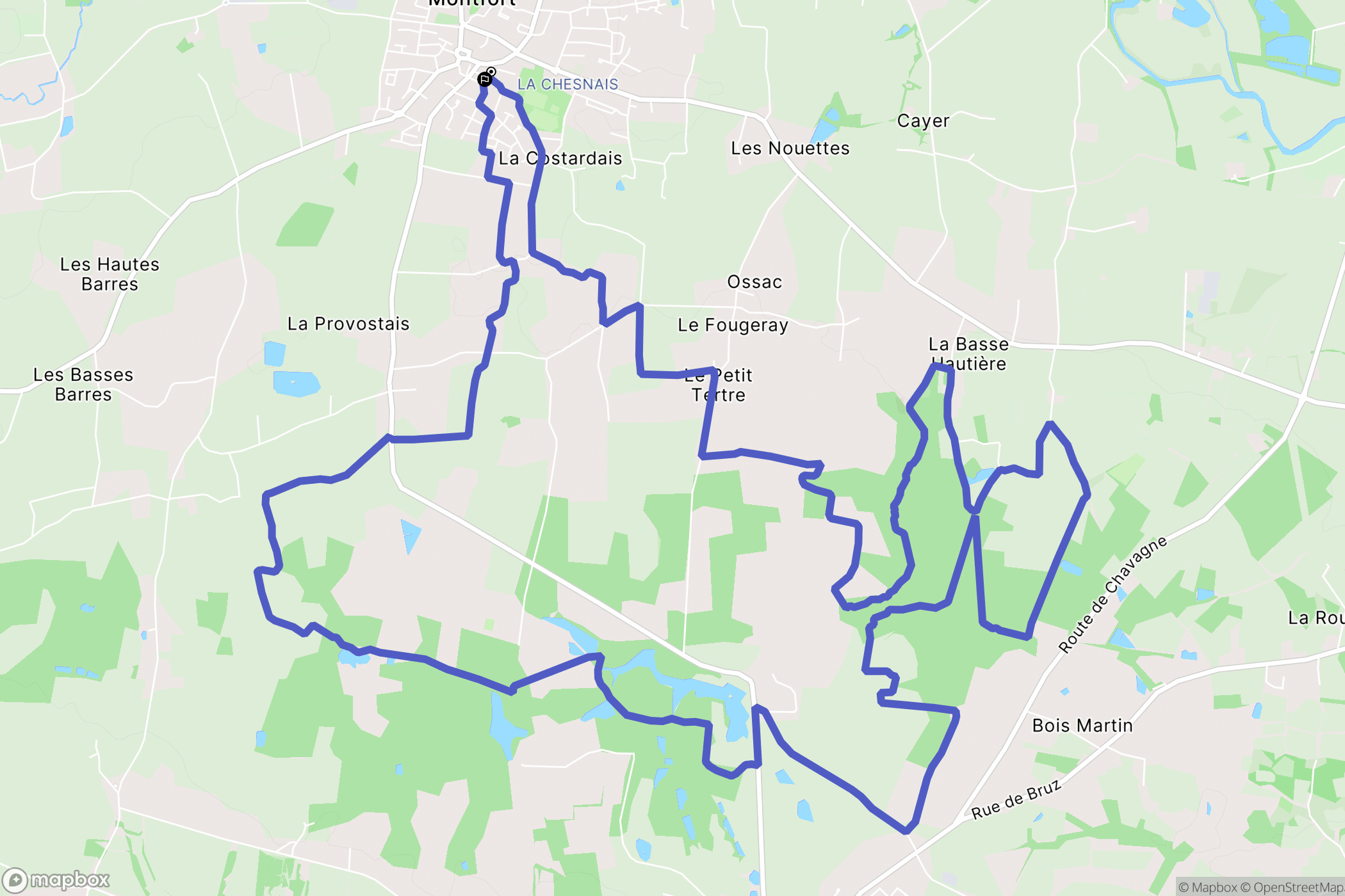 Bréal-sous-Montfort : carte du parcours de randonnée - France