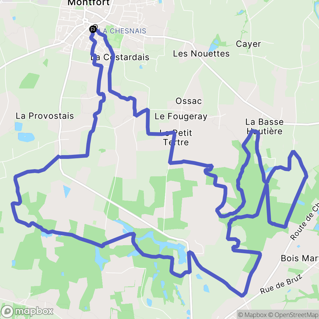 Bréal-sous-Montfort : carte du parcours de randonnée - France
