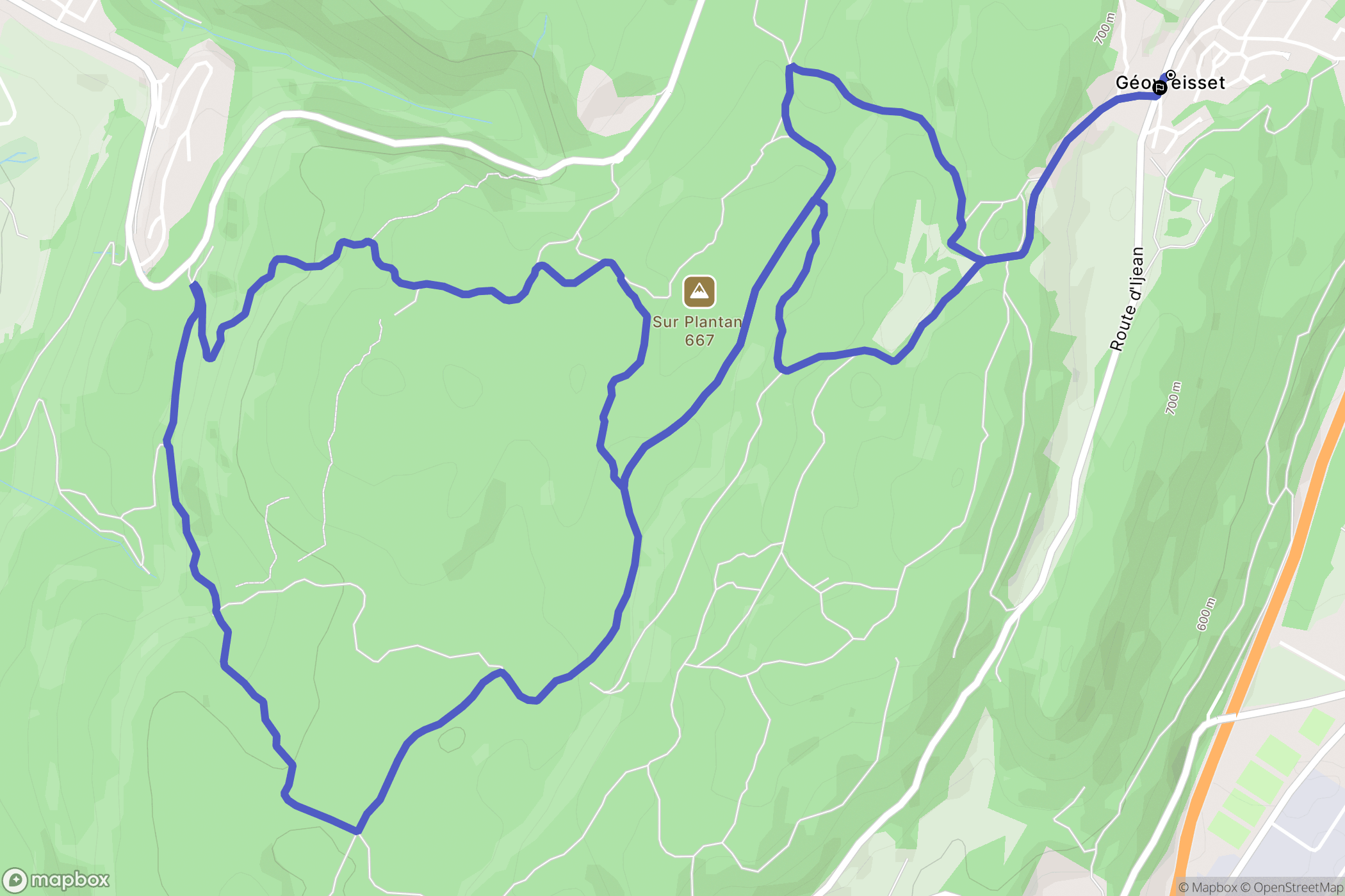 Géovreisset : carte du parcours de randonnée - France