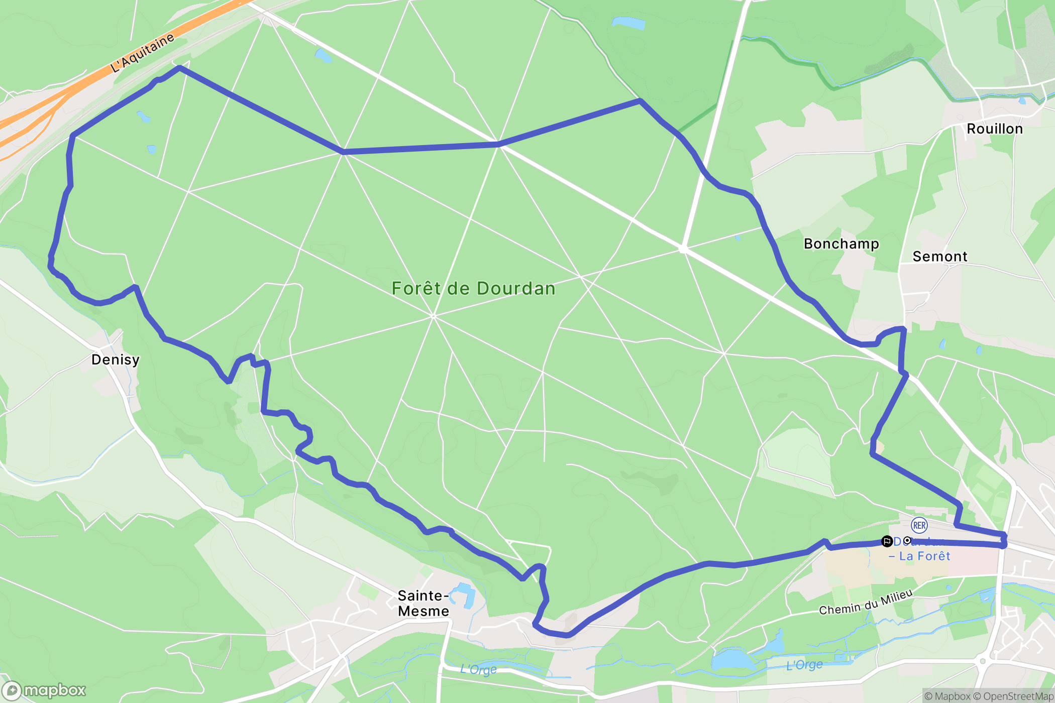 Dourdan : carte du parcours de randonnée - France