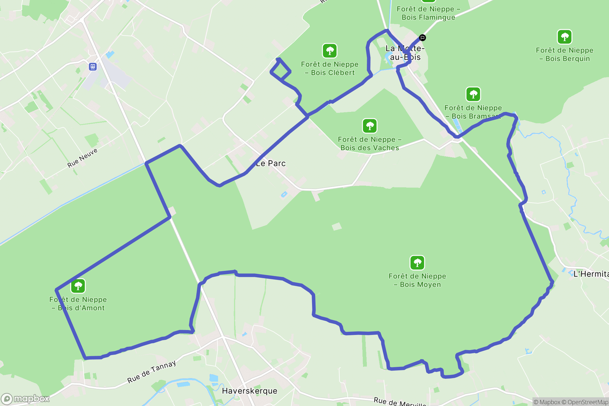 Morbecque : carte du parcours de randonnée - France