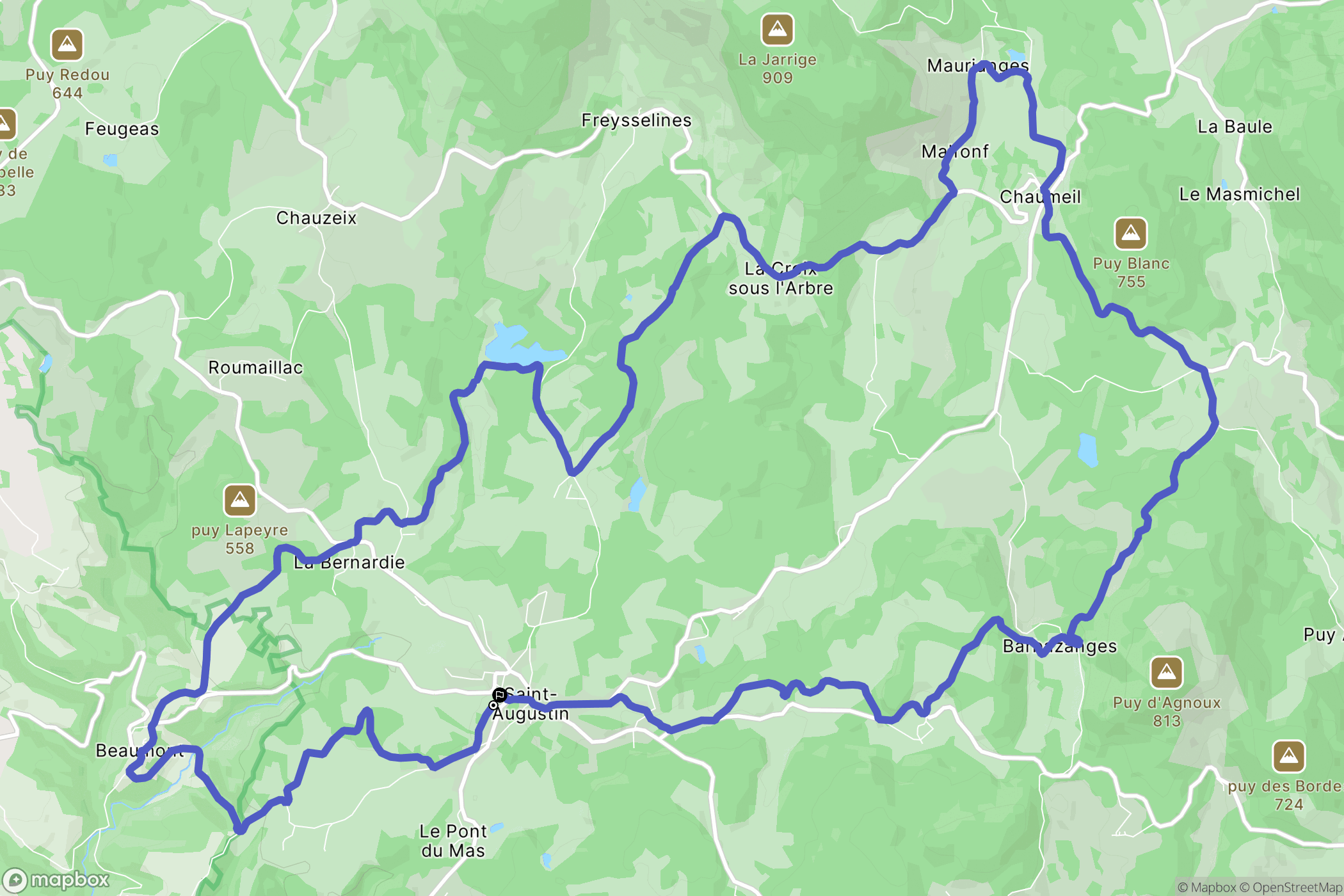 Orliac-de-Bar : carte du parcours de randonnée - France