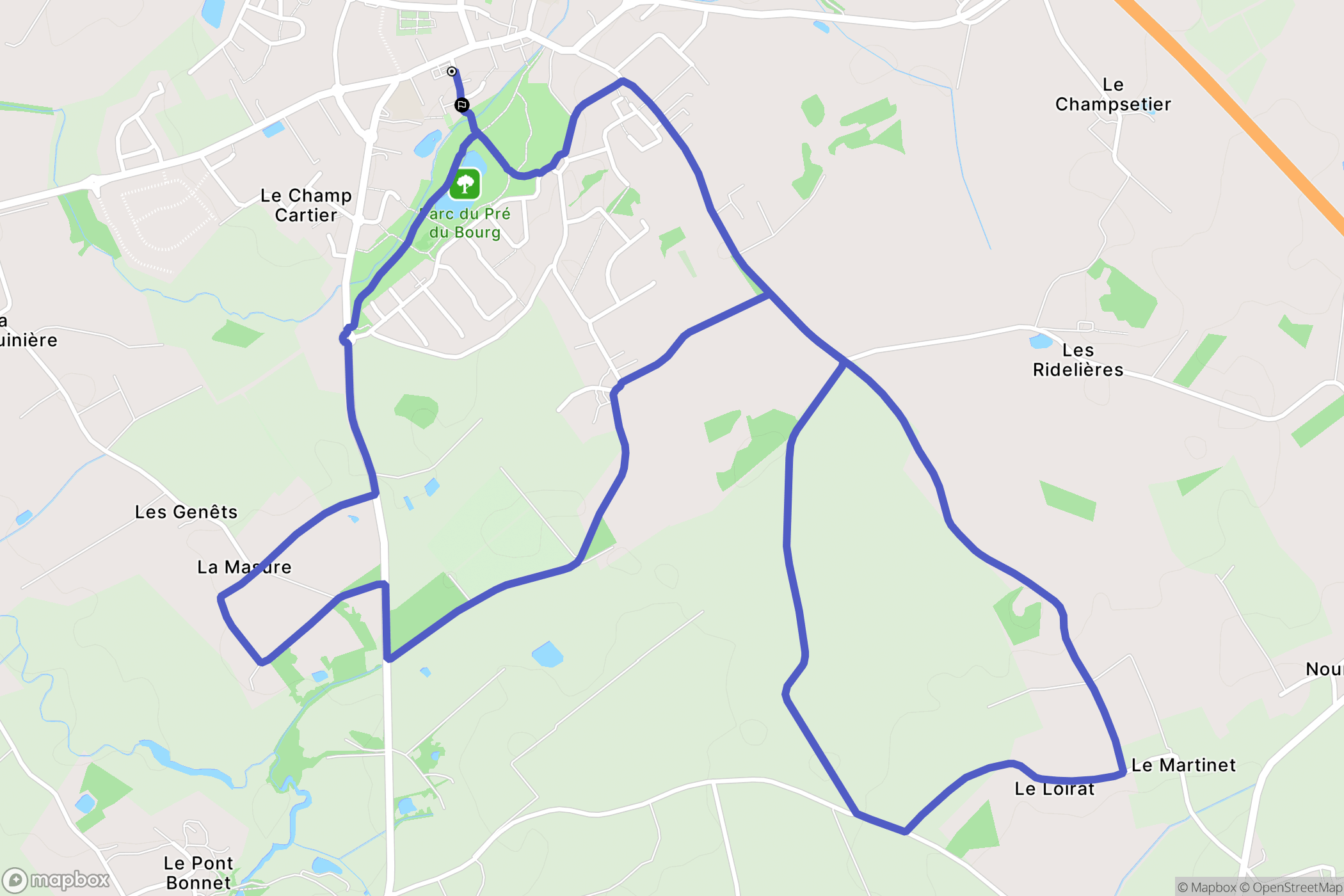 Le Bignon : carte du parcours de randonnée - France