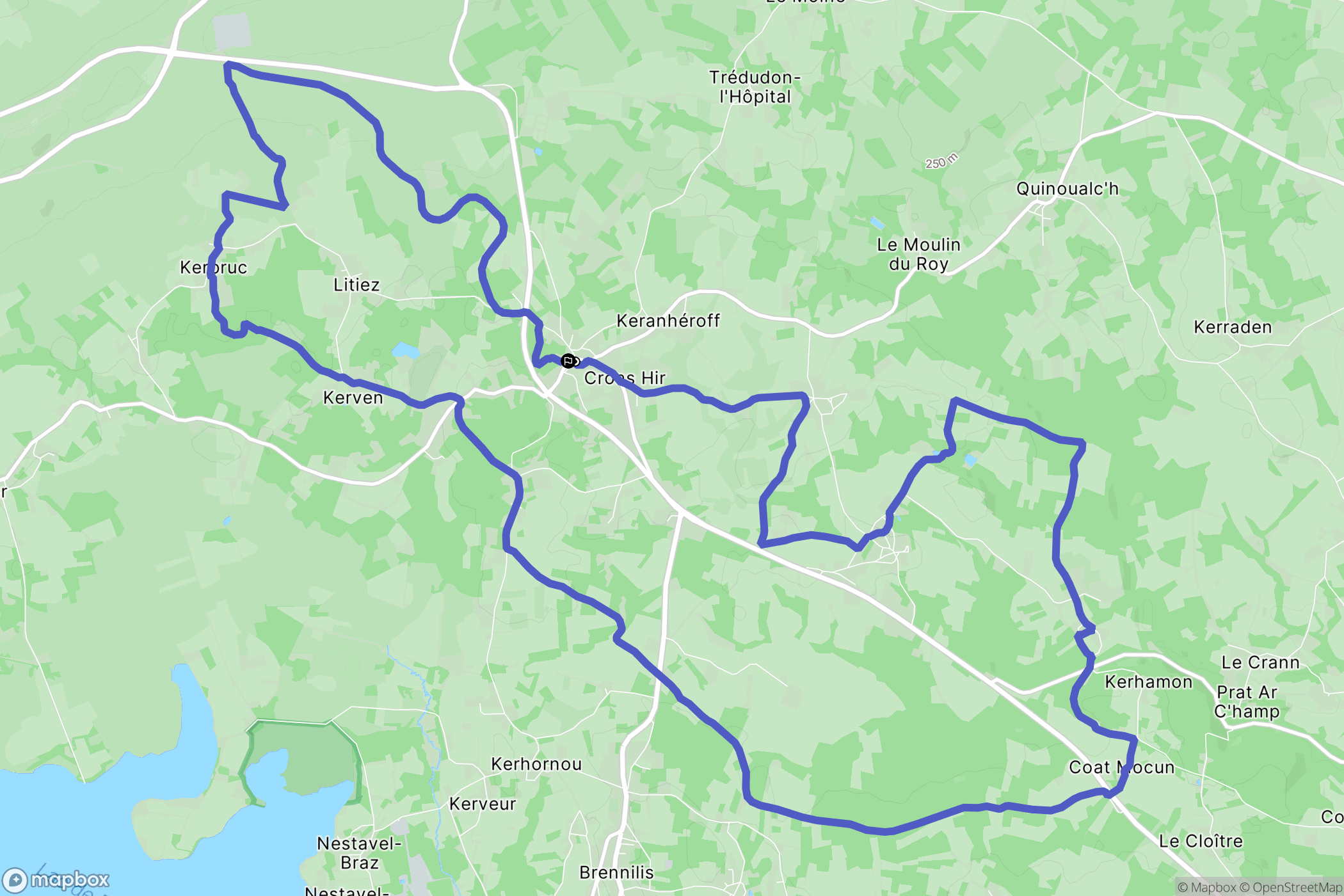La Feuillée : carte du parcours de randonnée - France