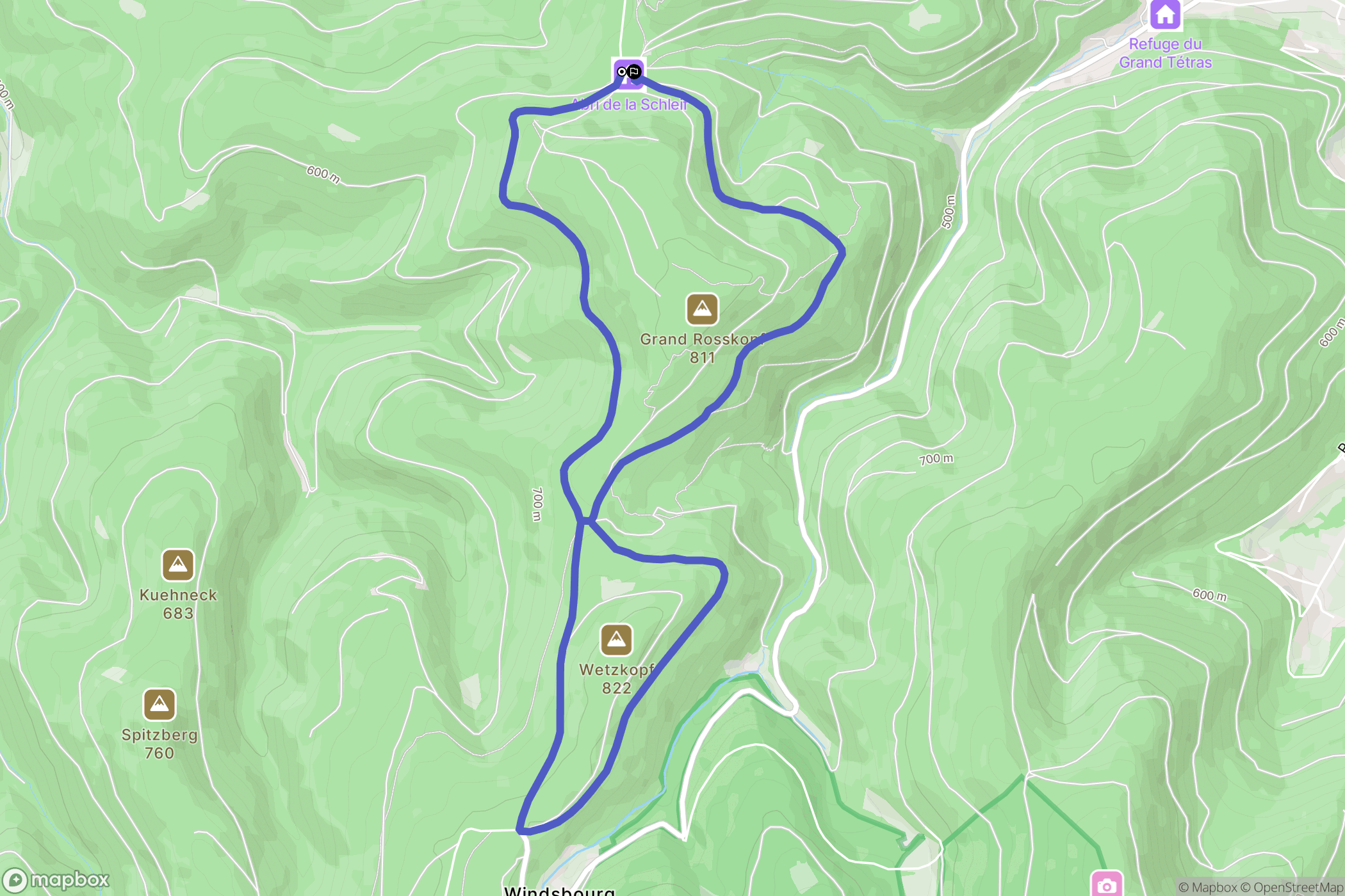 Dabo : carte du parcours de randonnée - France
