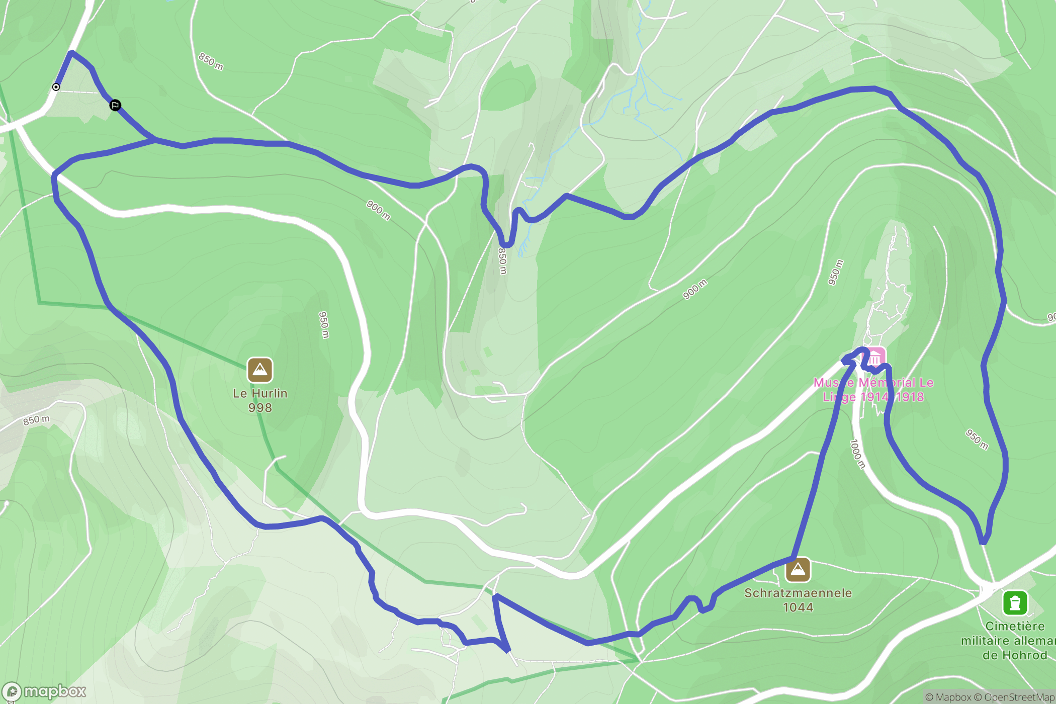 Orbey : carte du parcours de randonnée - France