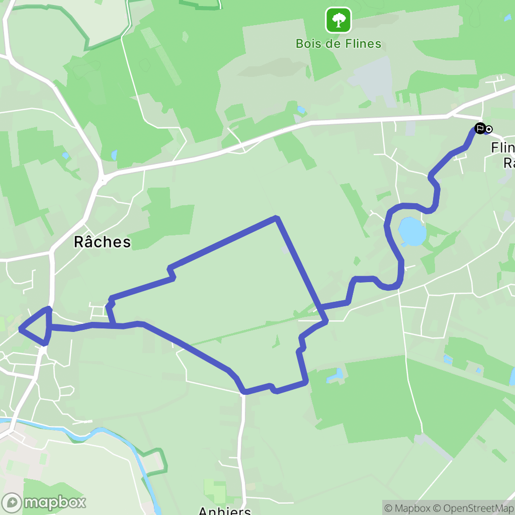 Flines-lez-Raches : carte du parcours de randonnée - France