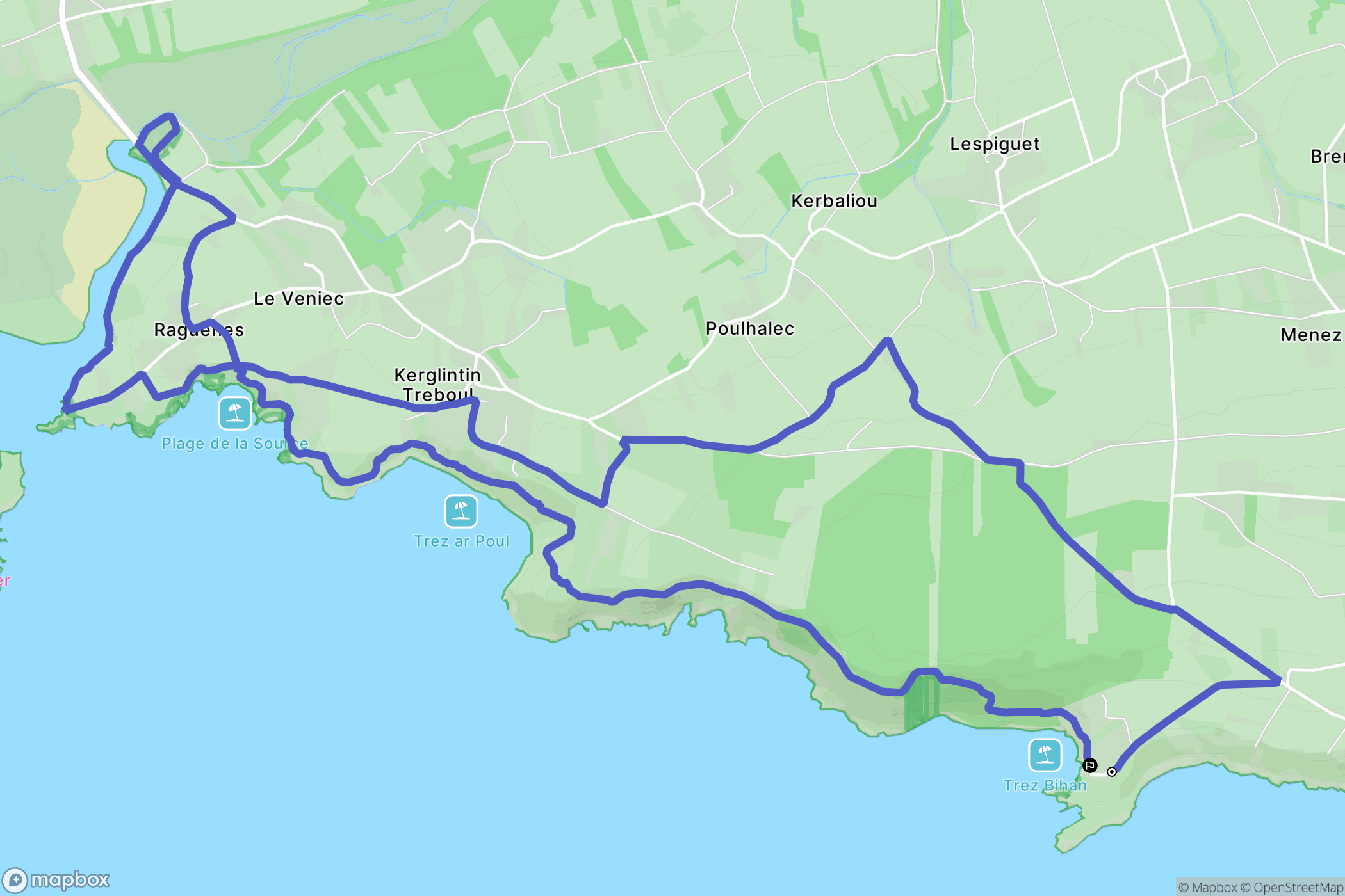 Telgruc-sur-Mer : carte du parcours de randonnée - France