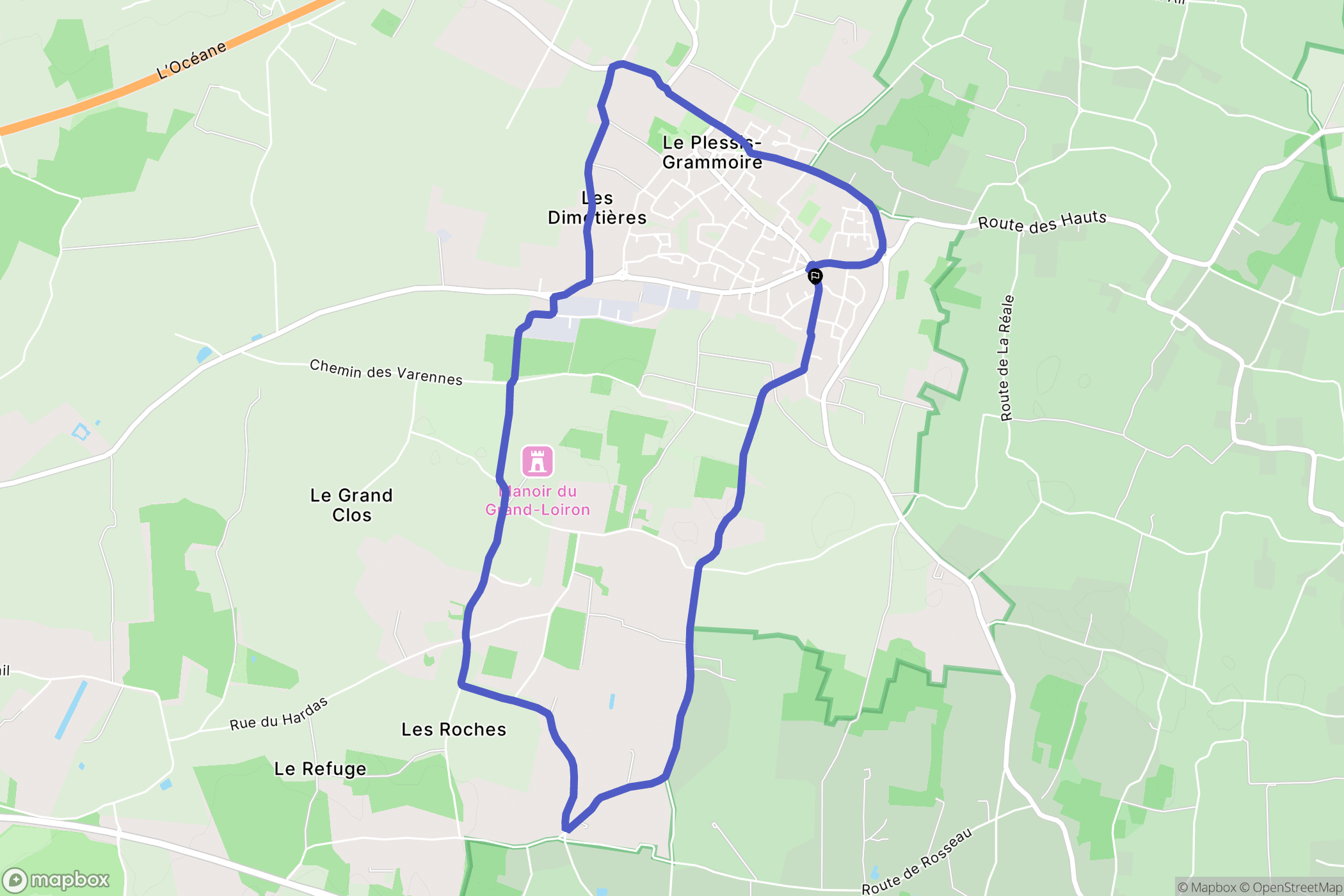 Le Plessis-Grammoire : carte du parcours de randonnée - France