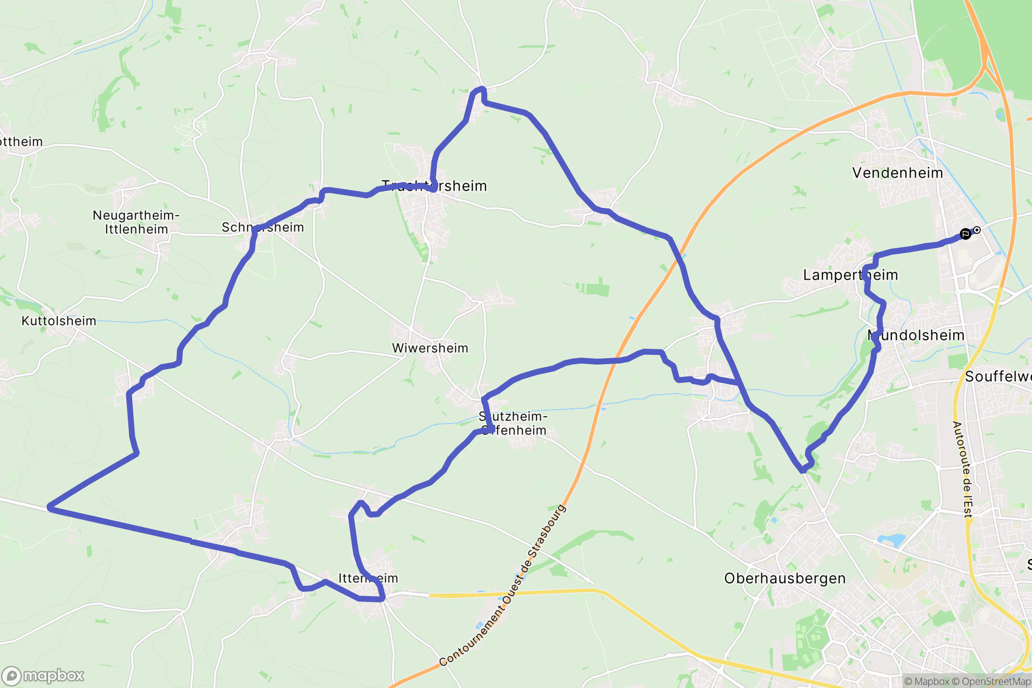 Vendenheim : carte du parcours de randonnée - France