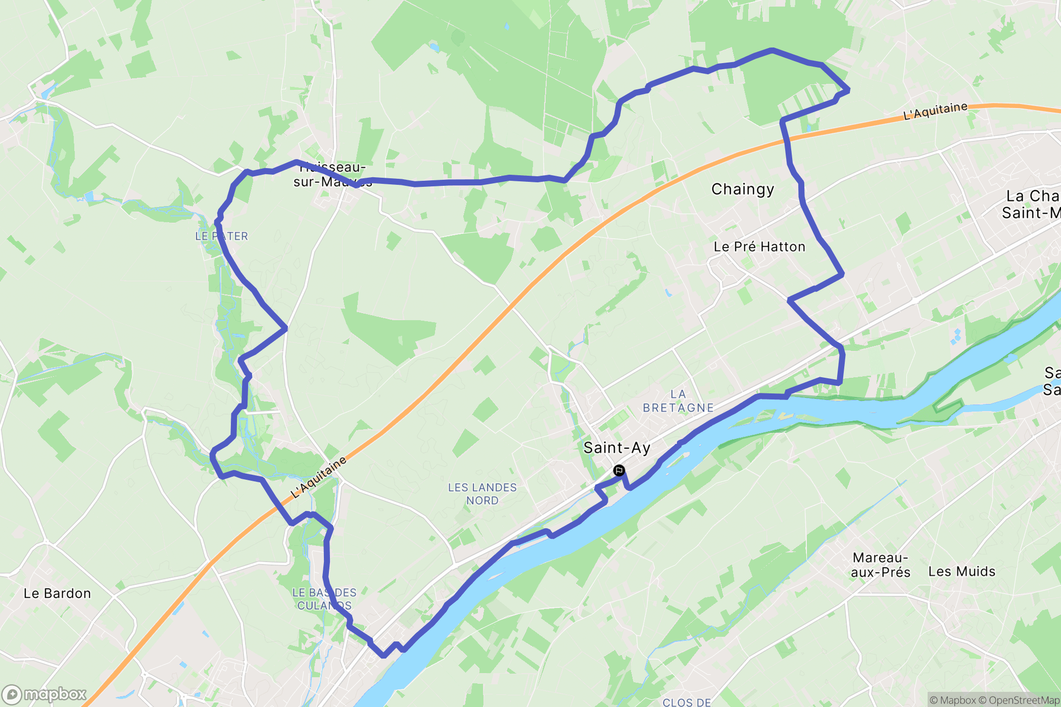 Saint-Ay : carte du parcours de randonnée - France