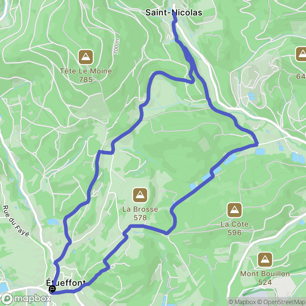 Étueffont : carte du parcours de randonnée - France