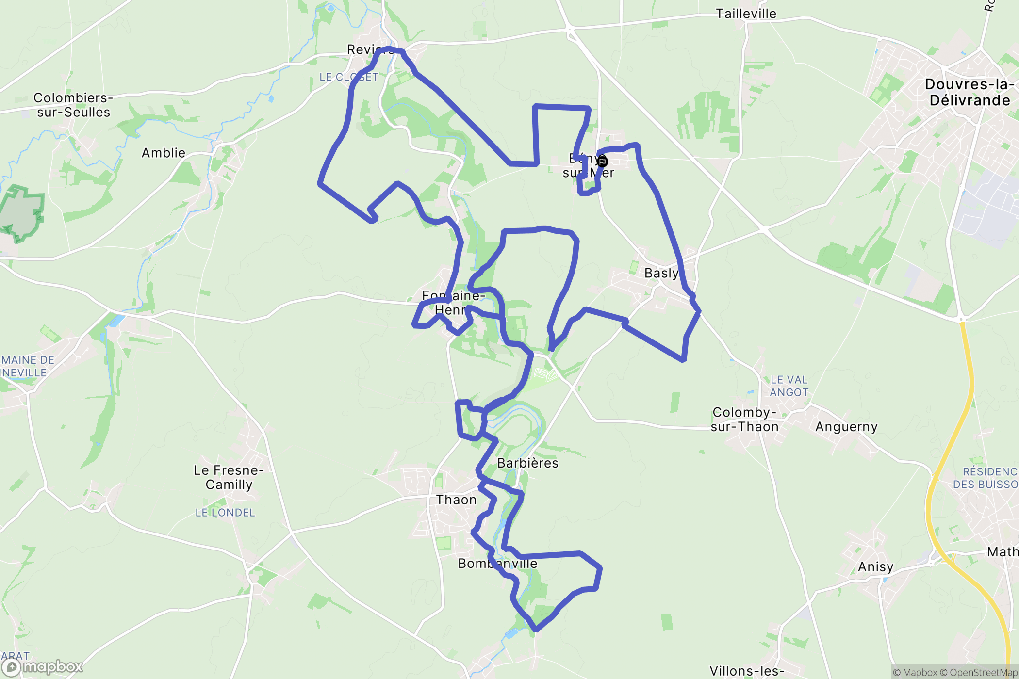 Bény-sur-Mer : carte du parcours de randonnée - France