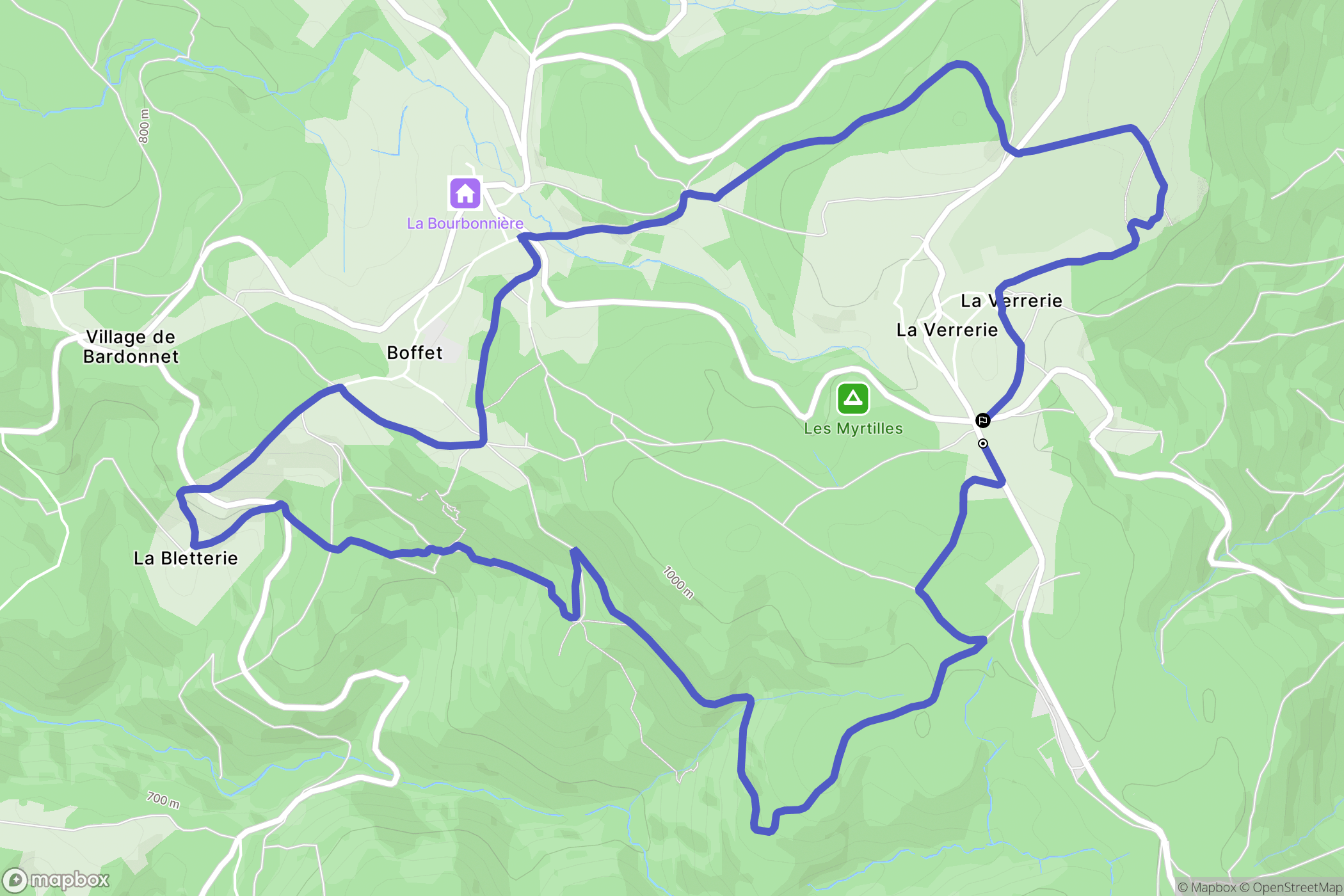 Saint-Nicolas-des-Biefs : carte du parcours de randonnée - France