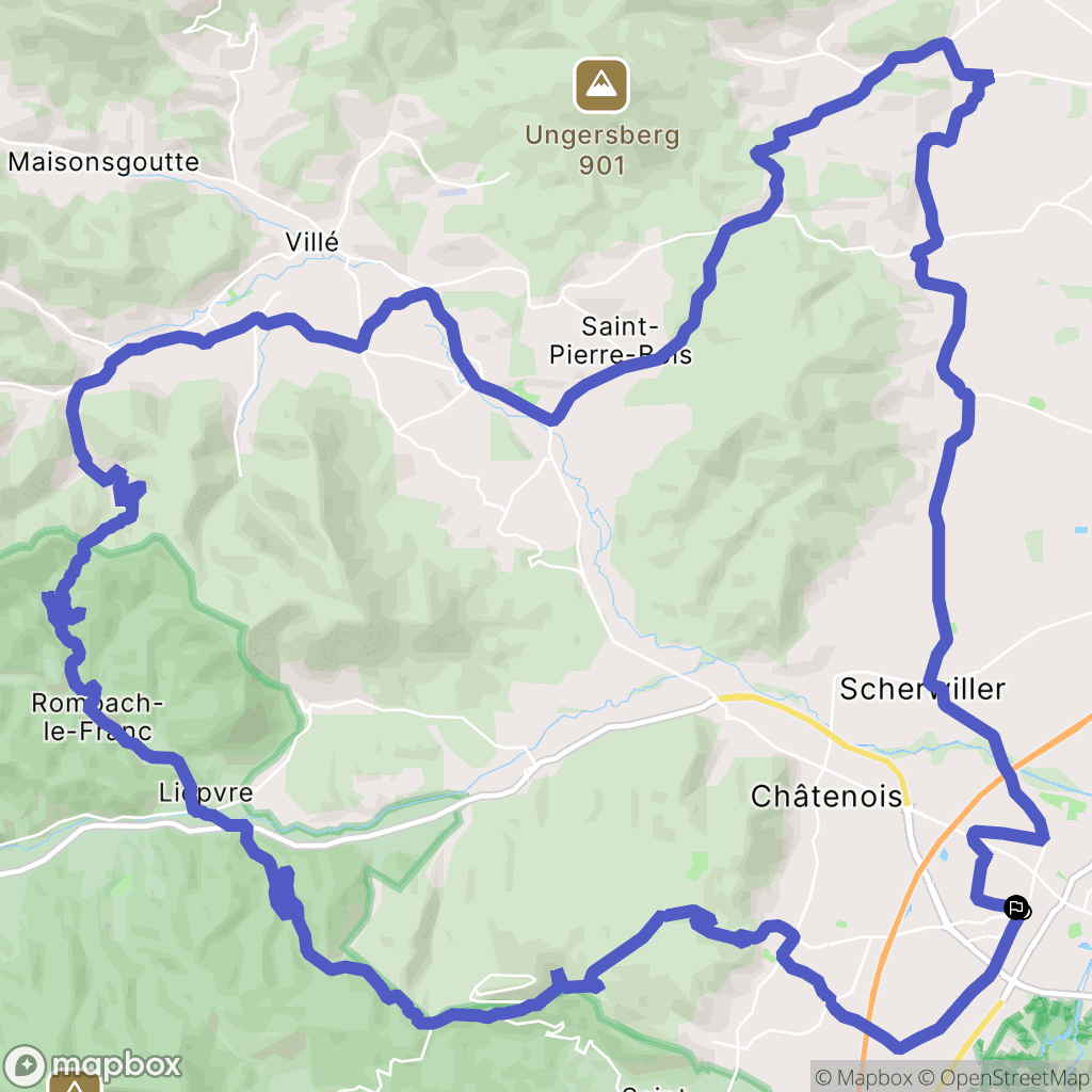 Sélestat : carte du parcours de randonnée - France