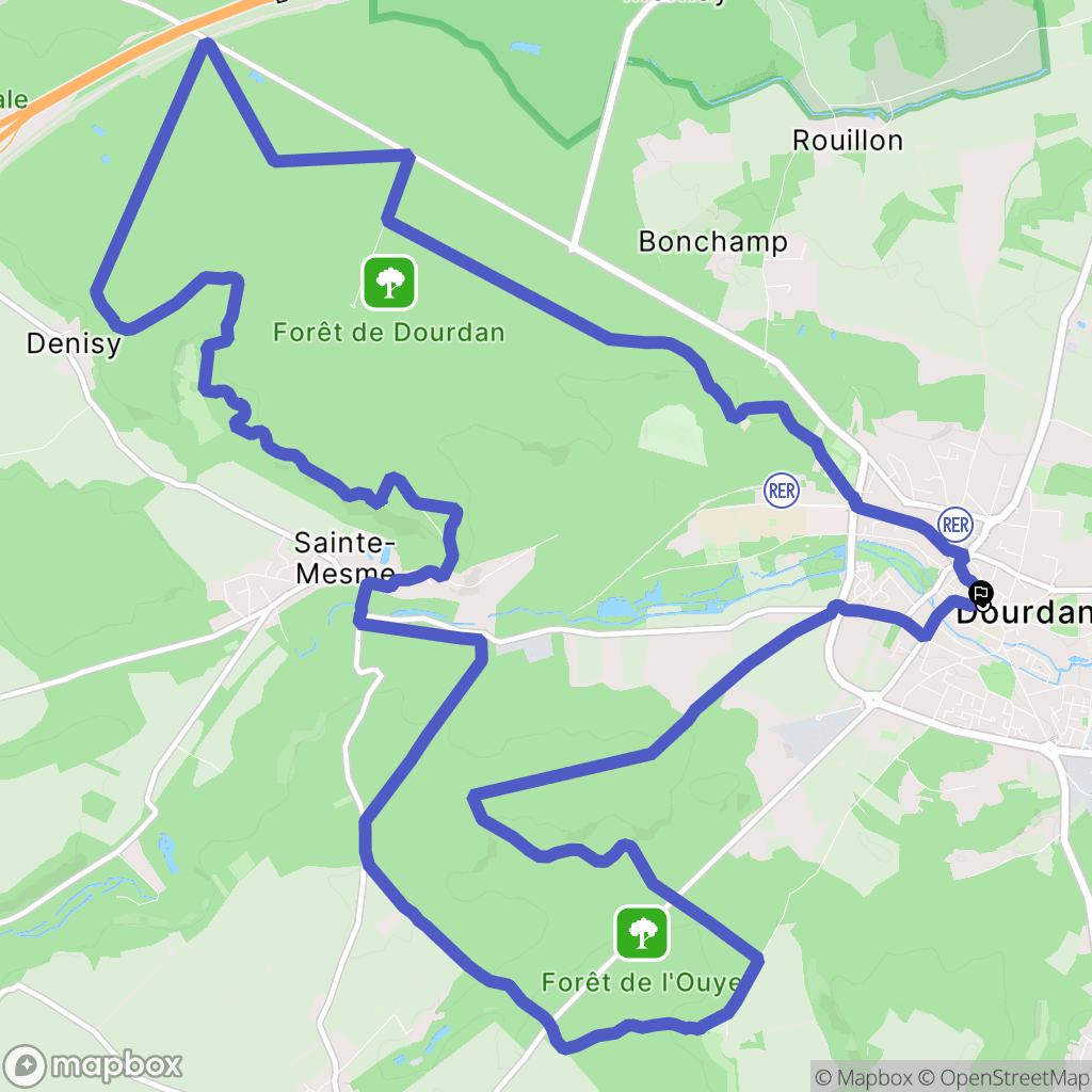 Dourdan : carte du parcours de randonnée - France